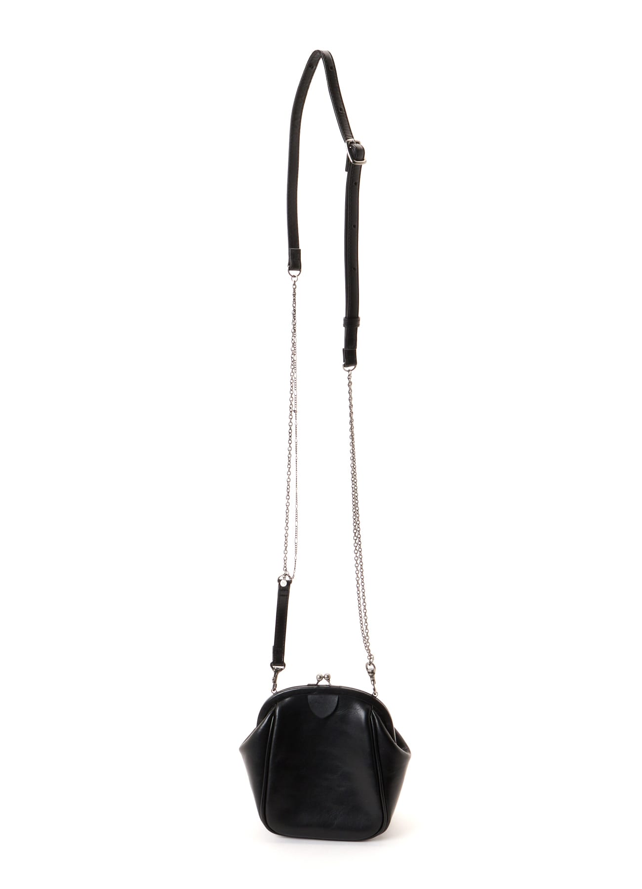 SEMI GLOSS OIL LEATHER CLASP SHOULDER BAG
