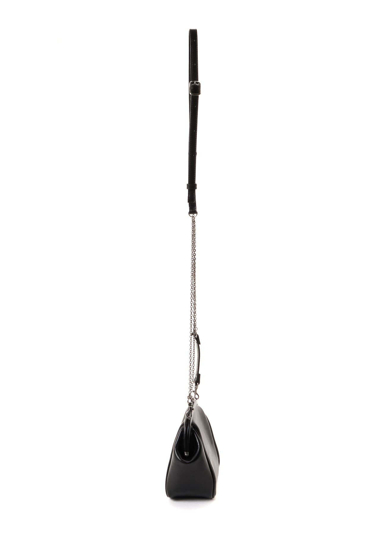 SEMI GLOSS OIL LEATHER CLASP SHOULDER BAG