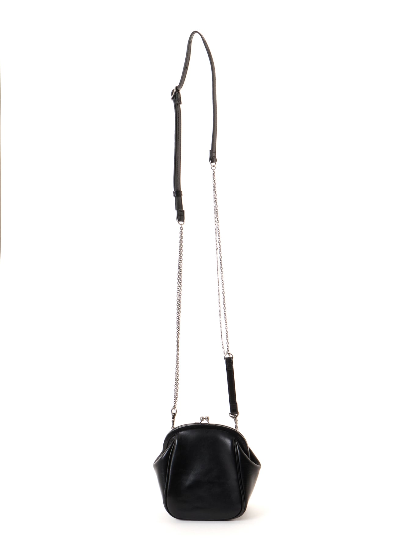 SEMI GLOSS OIL LEATHER CLASP SHOULDER BAG