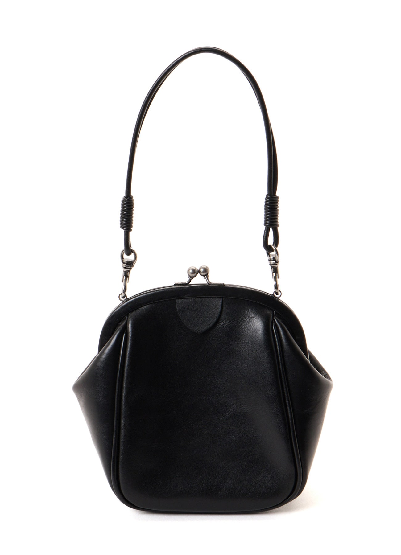 SEMI GLOSS OIL LEATHER CLASP SHOULDER BAG