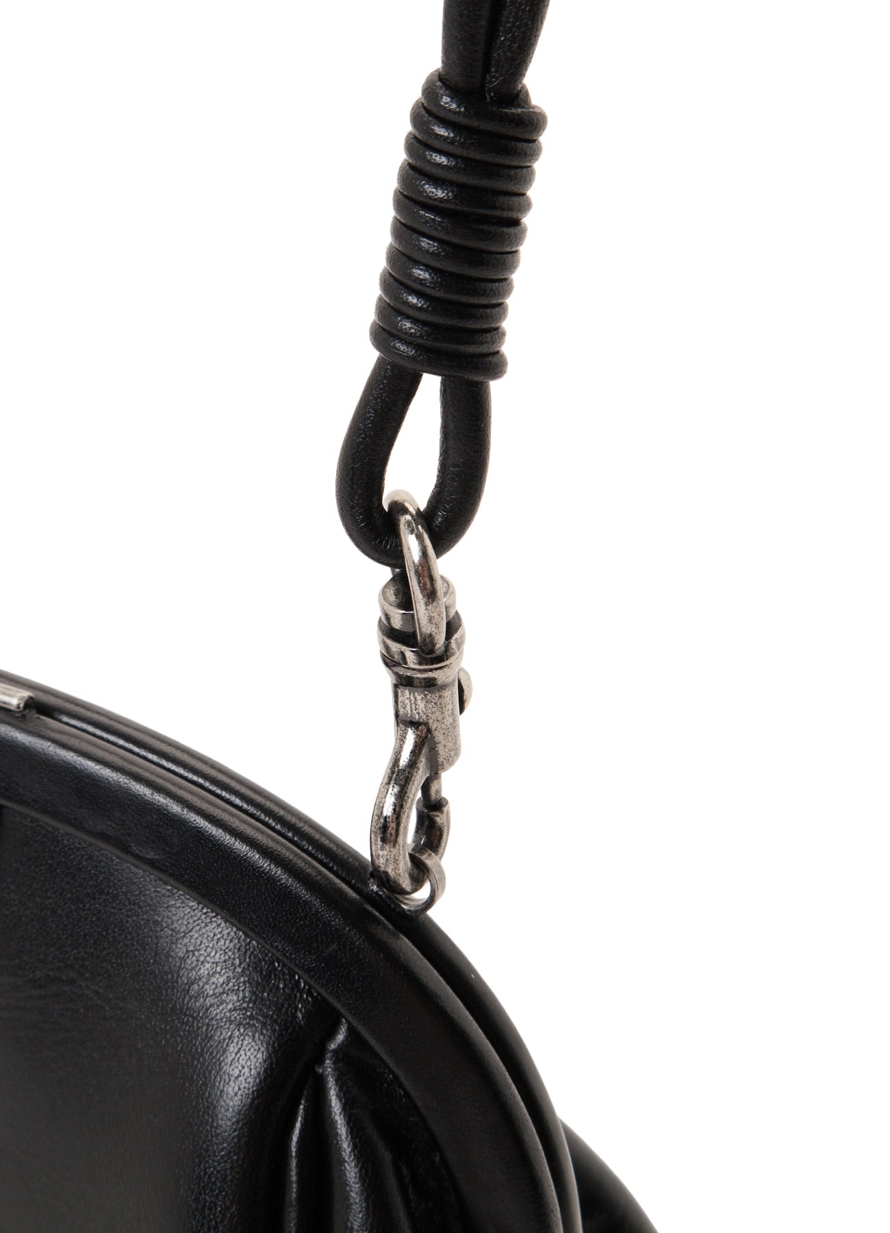 SEMI GLOSS OIL LEATHER CLASP SHOULDER BAG