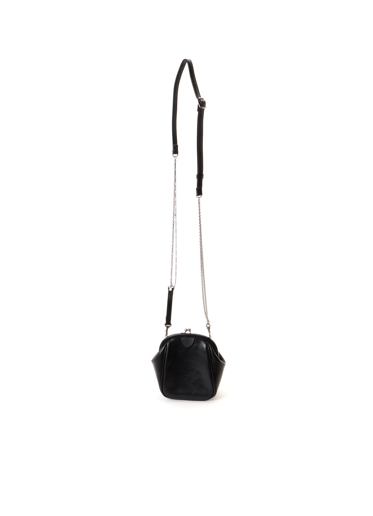 SEMI GLOSS OIL LEATHER CLASP SHOULDER BAG