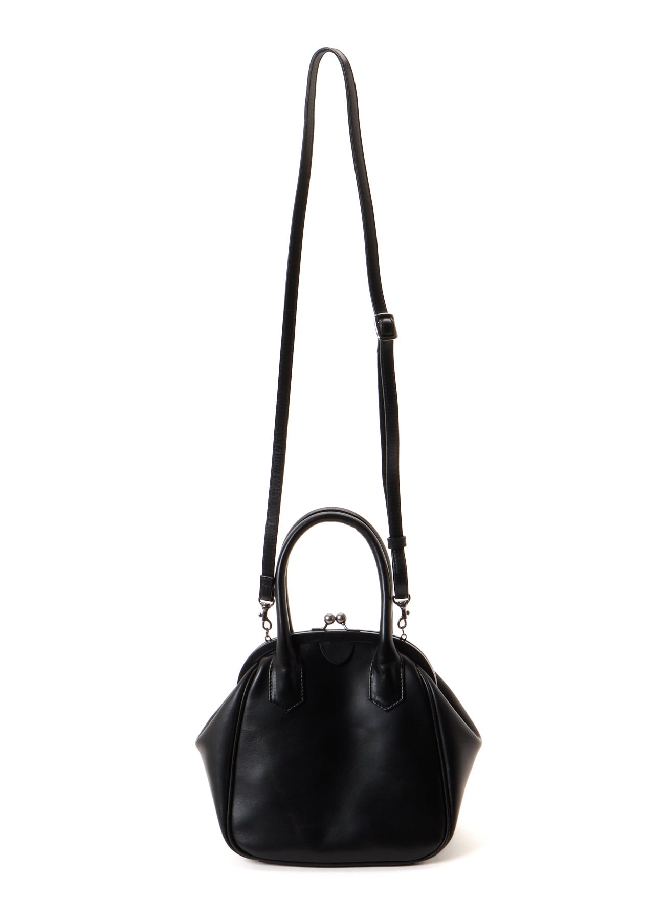 SEMI GLOSS OIL LEATHER CLASP HANDBAG