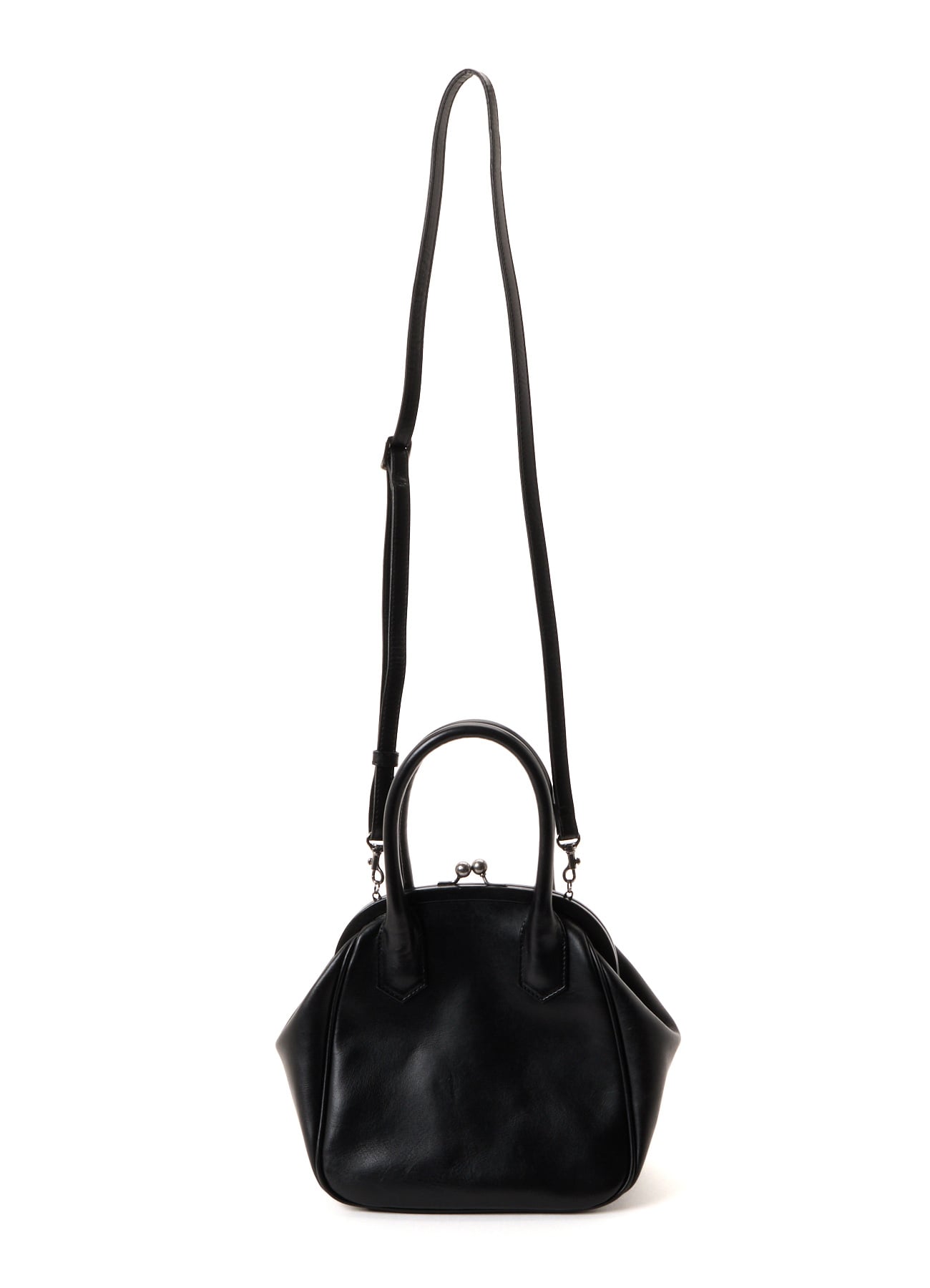 SEMI GLOSS OIL LEATHER CLASP HANDBAG