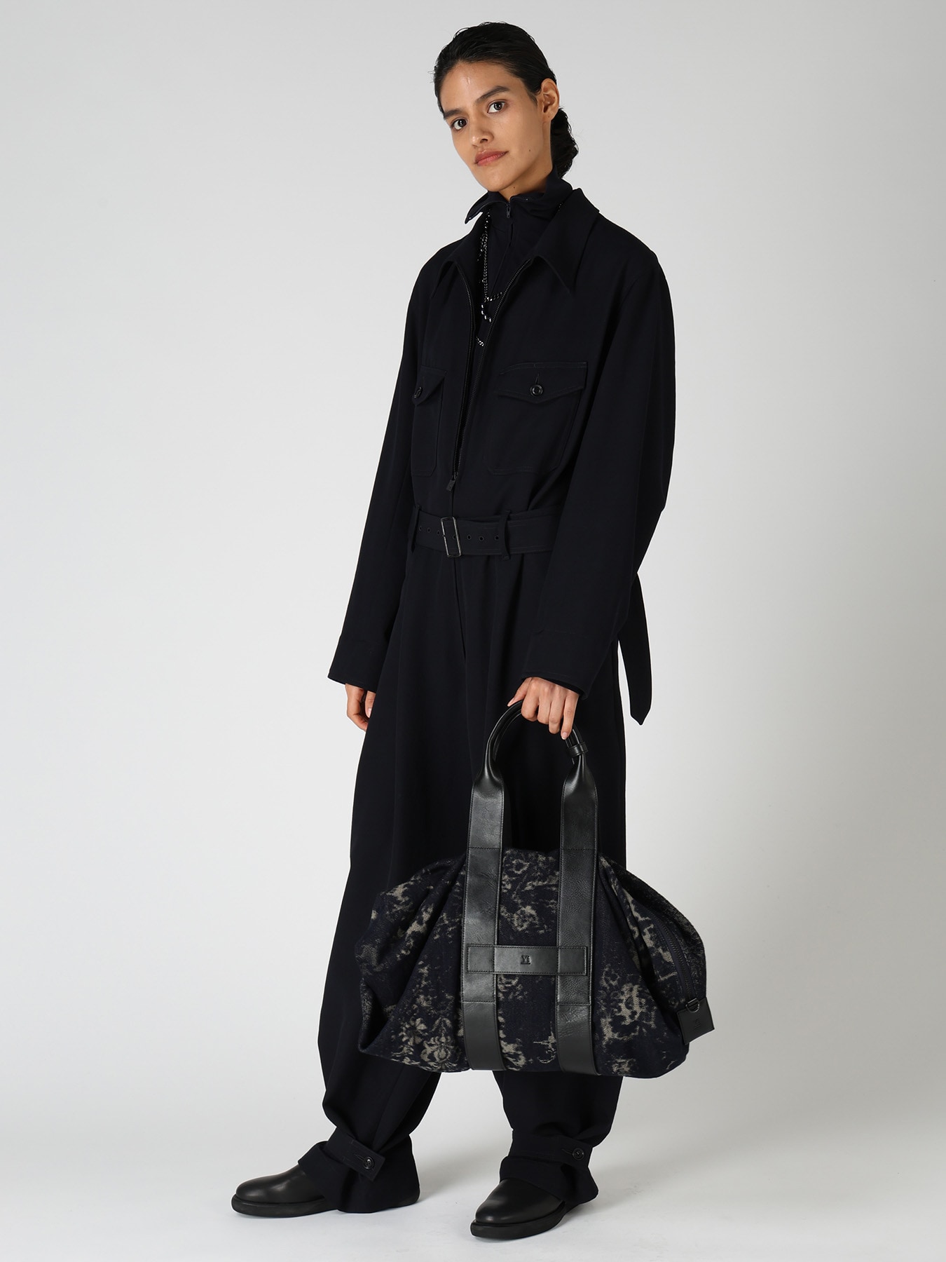 DENIM JACQUARD BOSTON BAG