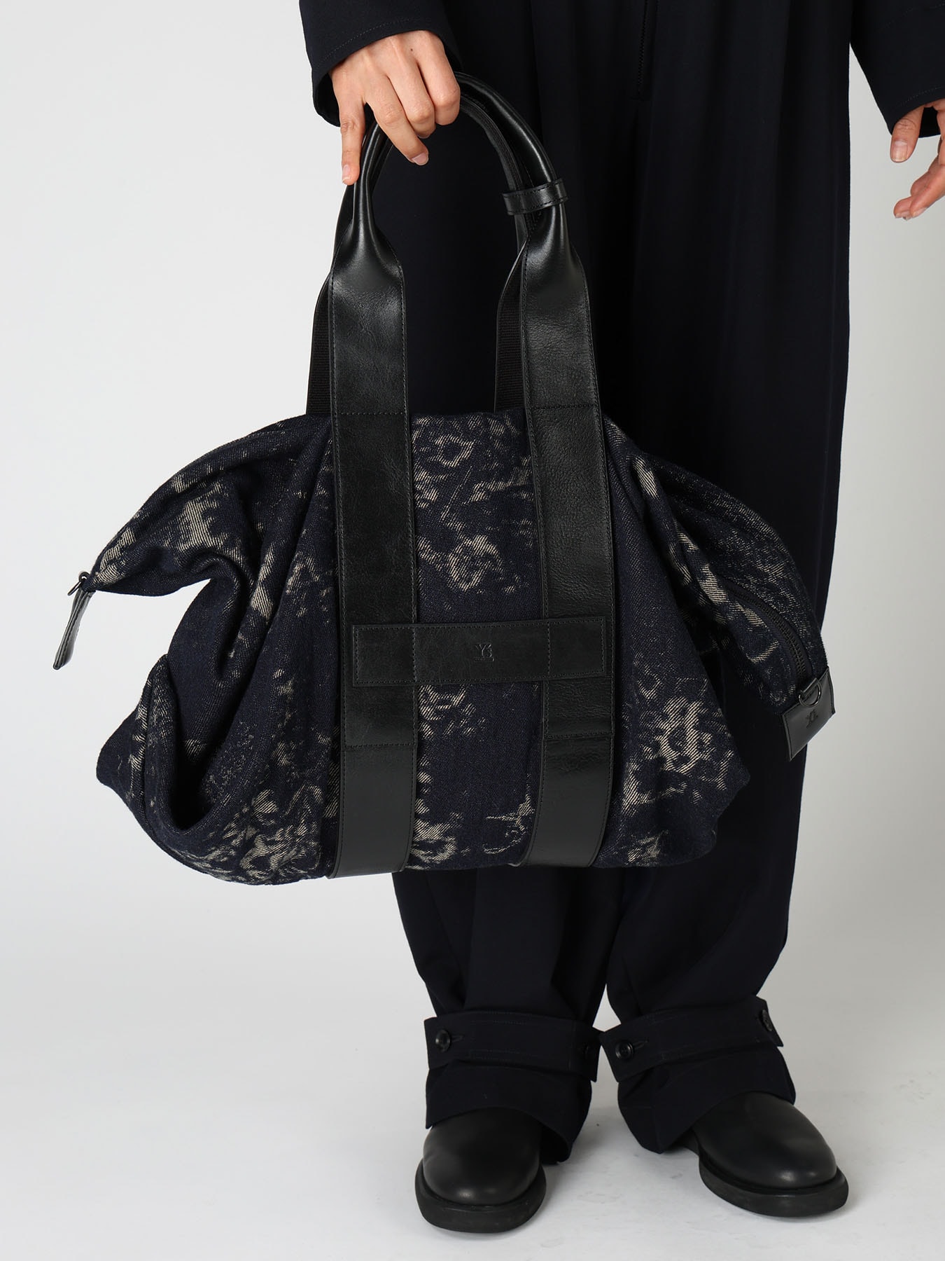 DENIM JACQUARD BOSTON BAG