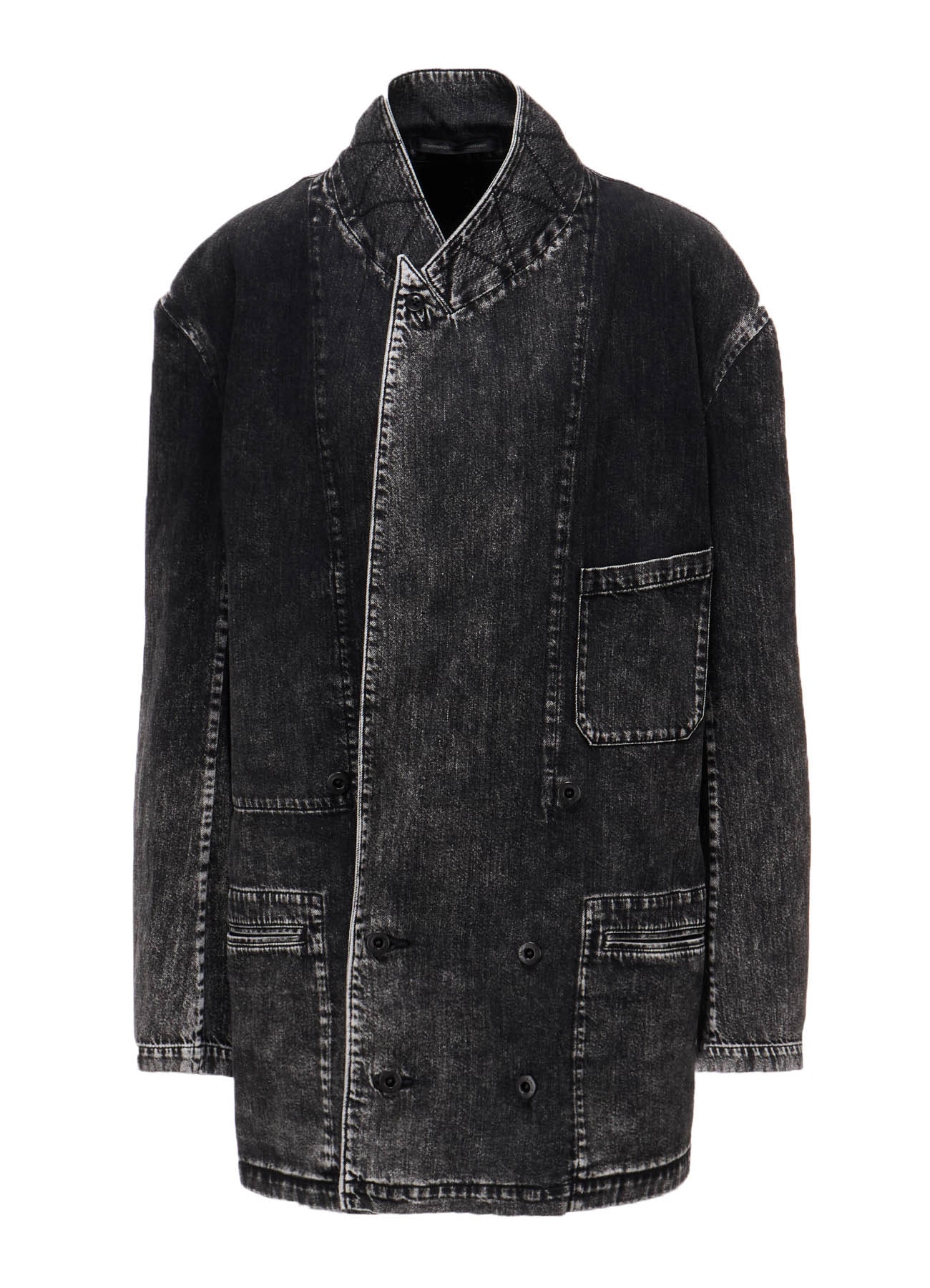 8OZ DENIM CHEMICAL WASH PEAKED LAPEL JACKET