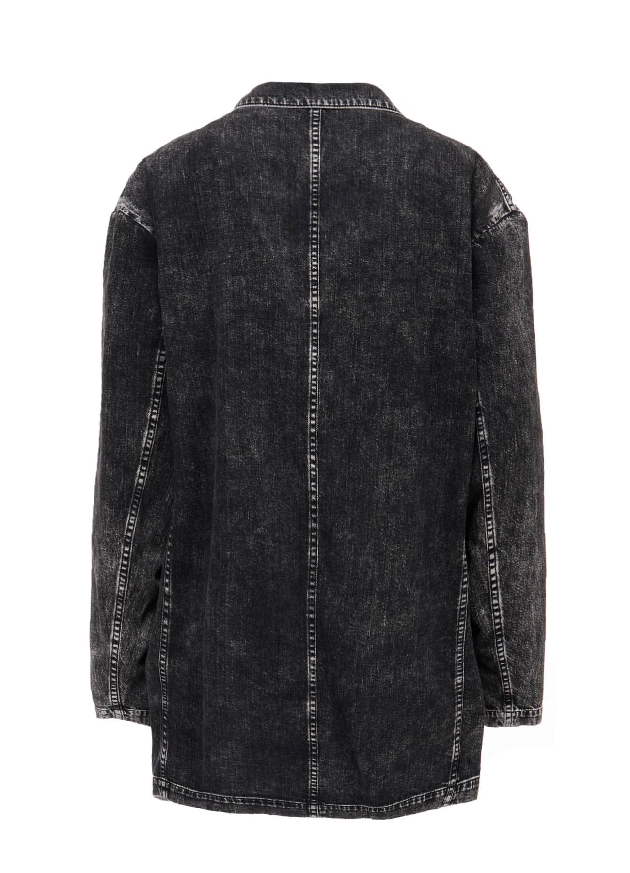 8OZ DENIM CHEMICAL WASH PEAKED LAPEL JACKET
