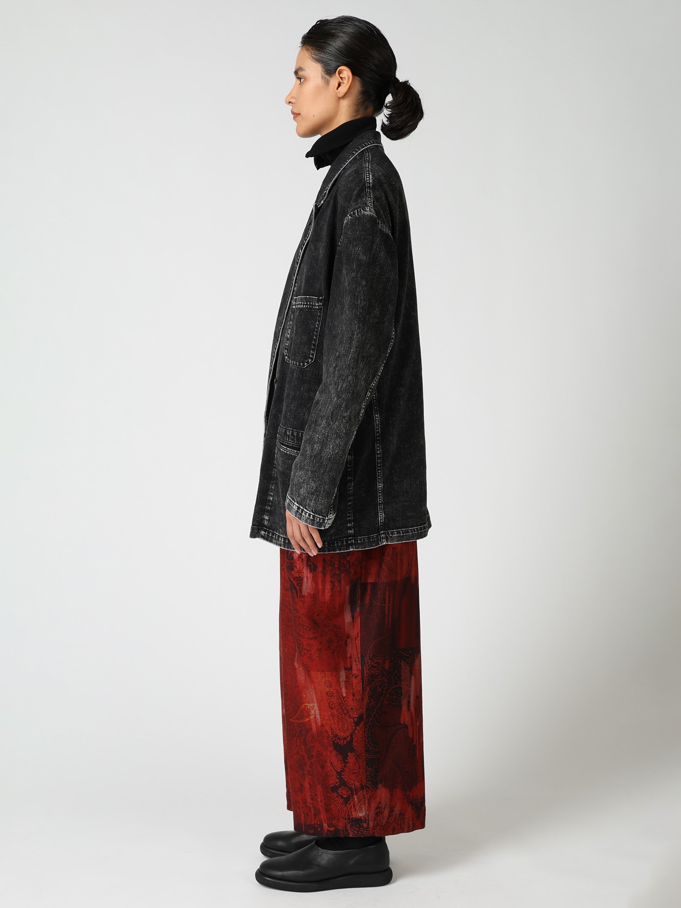 8OZ DENIM CHEMICAL WASH PEAKED LAPEL JACKET