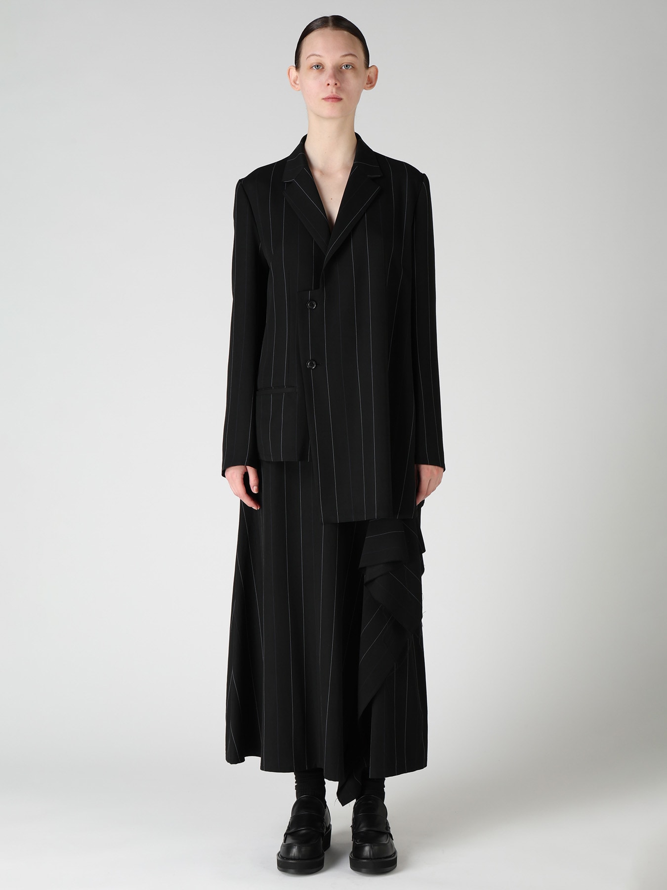 PINSTRIPE ASYMMETRIC JACKET