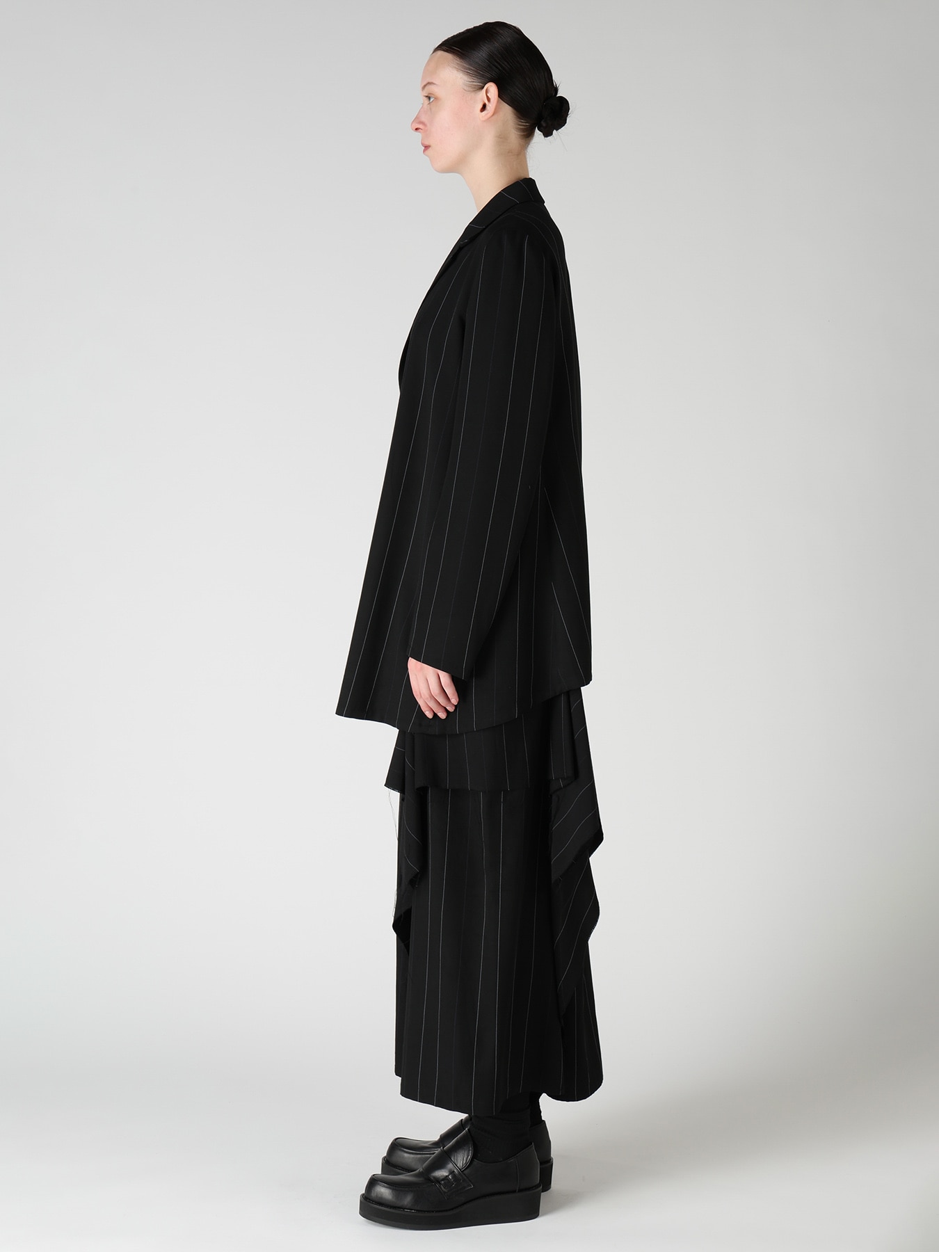 PINSTRIPE ASYMMETRIC JACKET