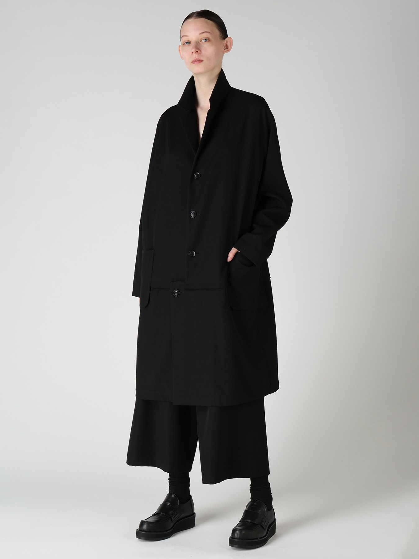 WOOL GABARDINE HORIZONTAL PANEL JACKET
