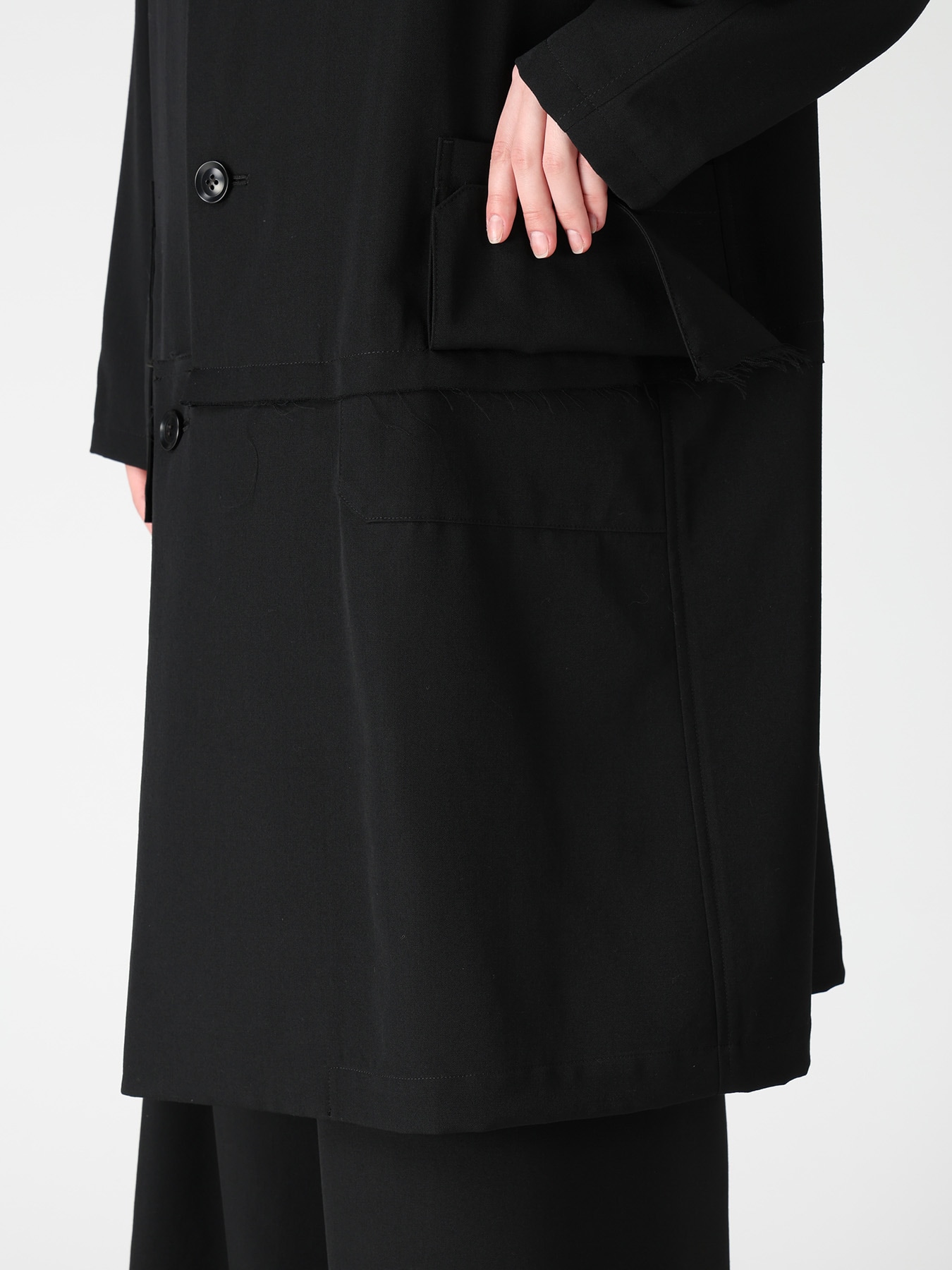 WOOL GABARDINE HORIZONTAL PANEL JACKET