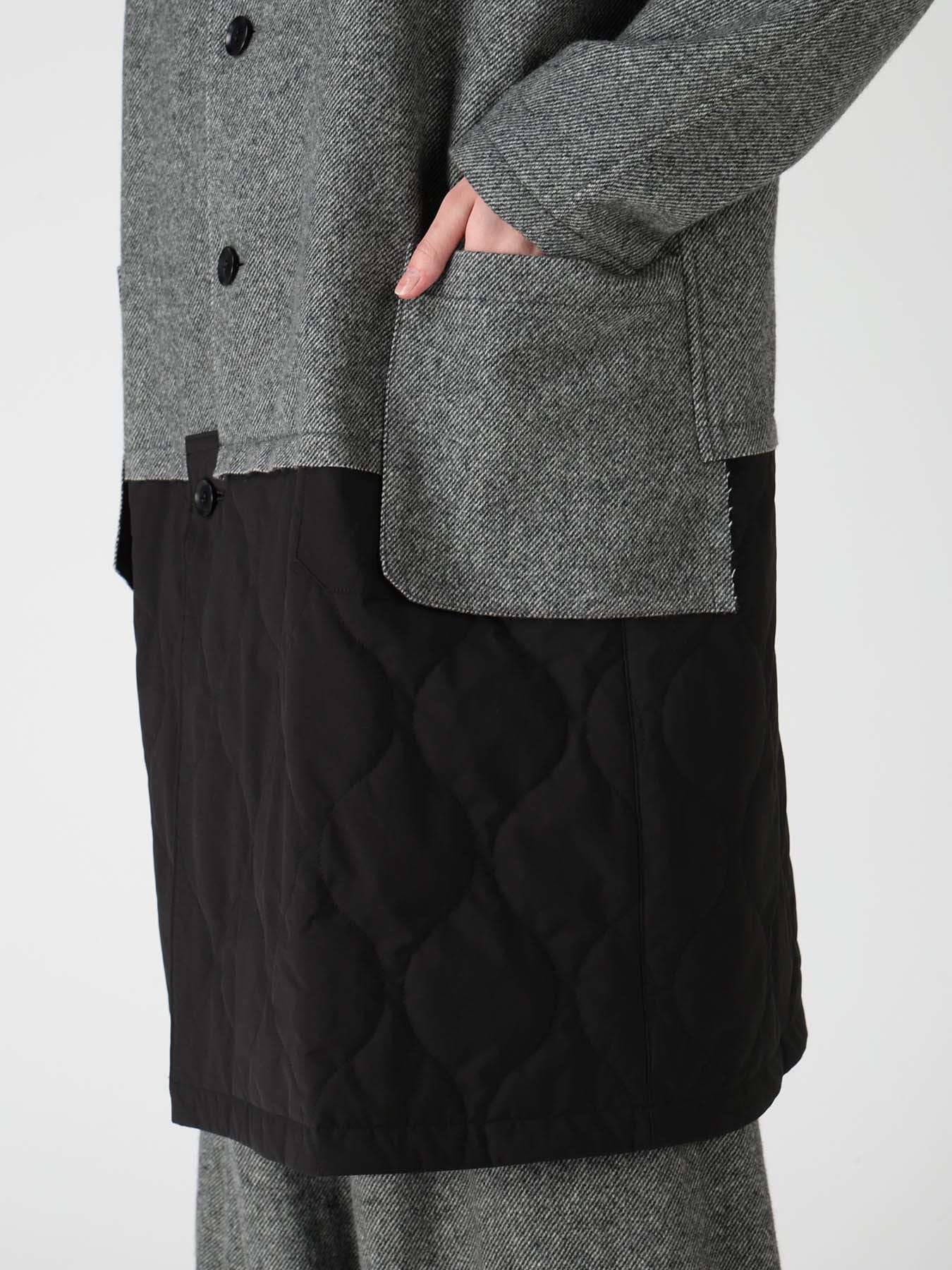 WOOL BLEND TWILL FLANNEL PANEL JACKET