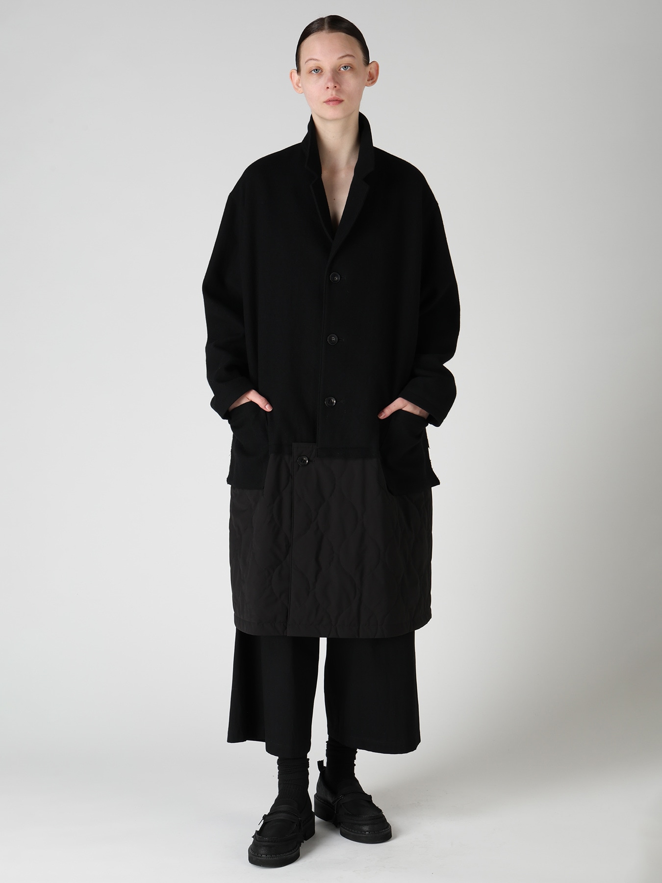 WOOL BLEND TWILL FLANNEL PANEL JACKET
