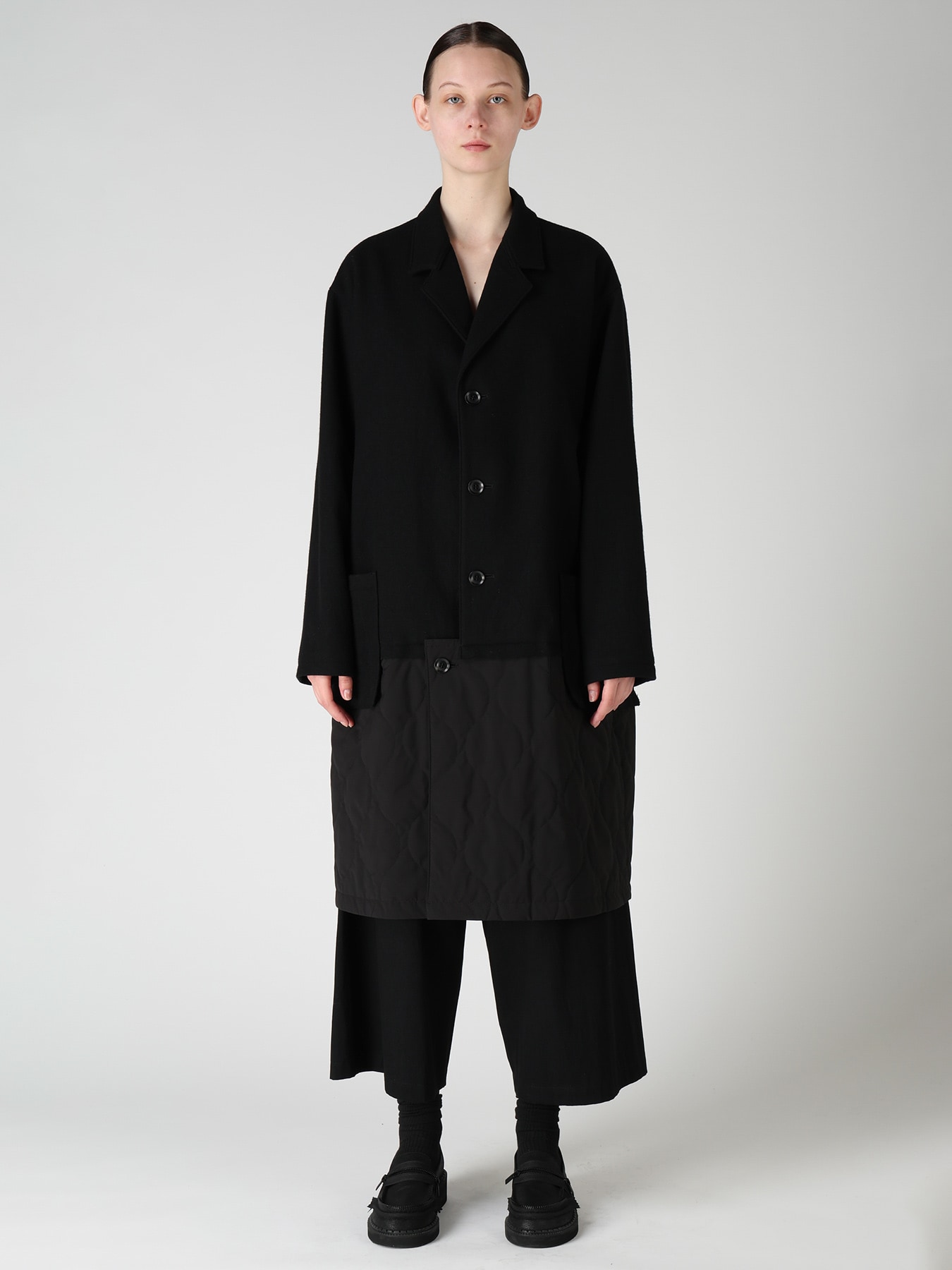 WOOL BLEND TWILL FLANNEL PANEL JACKET