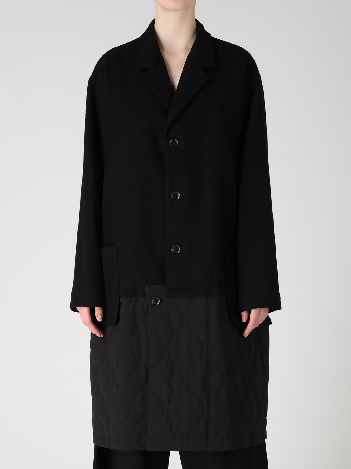 WOOL BLEND TWILL FLANNEL PANEL JACKET