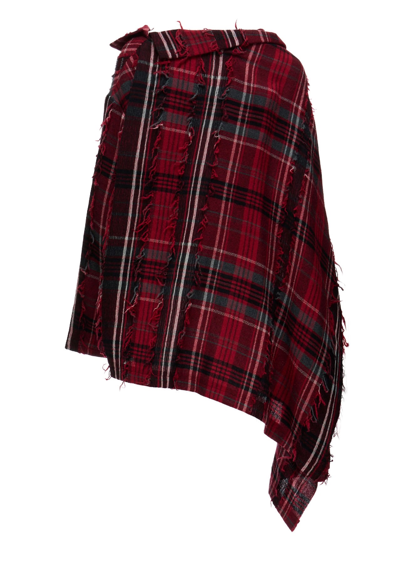 WOOL PLAID CUT JACQUARD CAPE JACKET