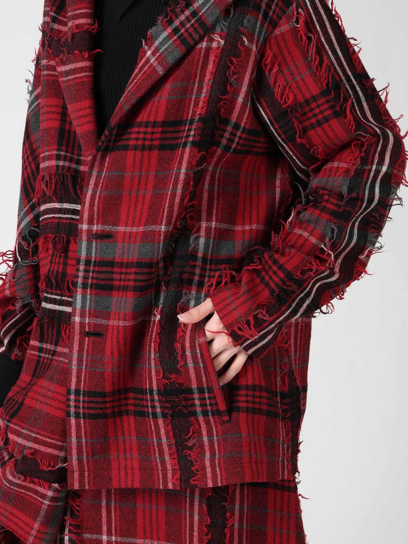 WOOL PLAID CUT JACQUARD CAPE JACKET