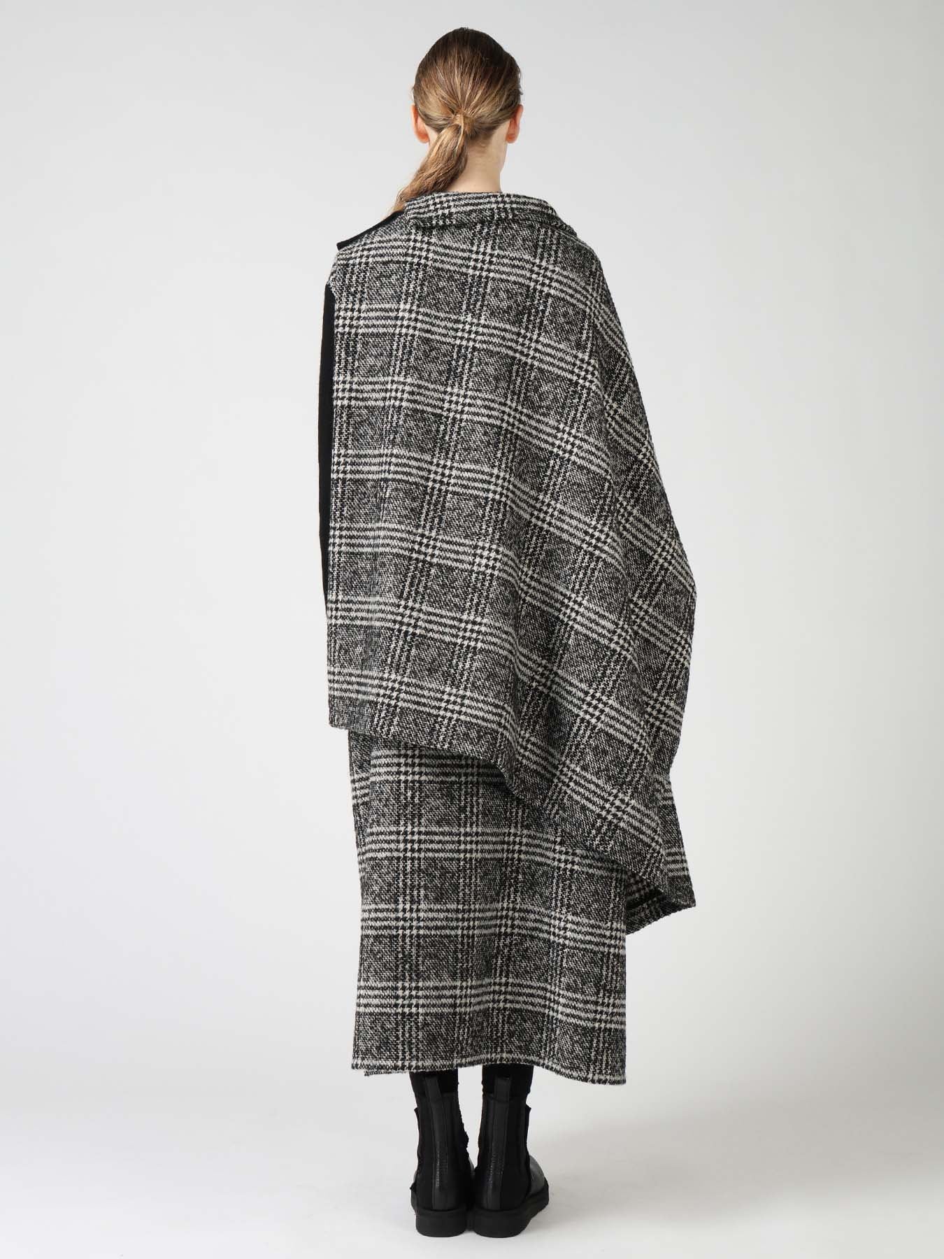 TWEED PLAID CAPE JACKET