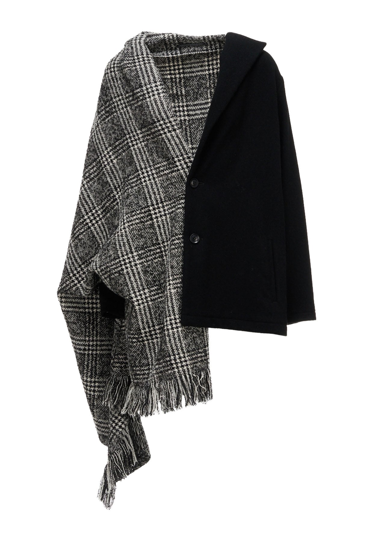 TWEED PLAID CAPE JACKET