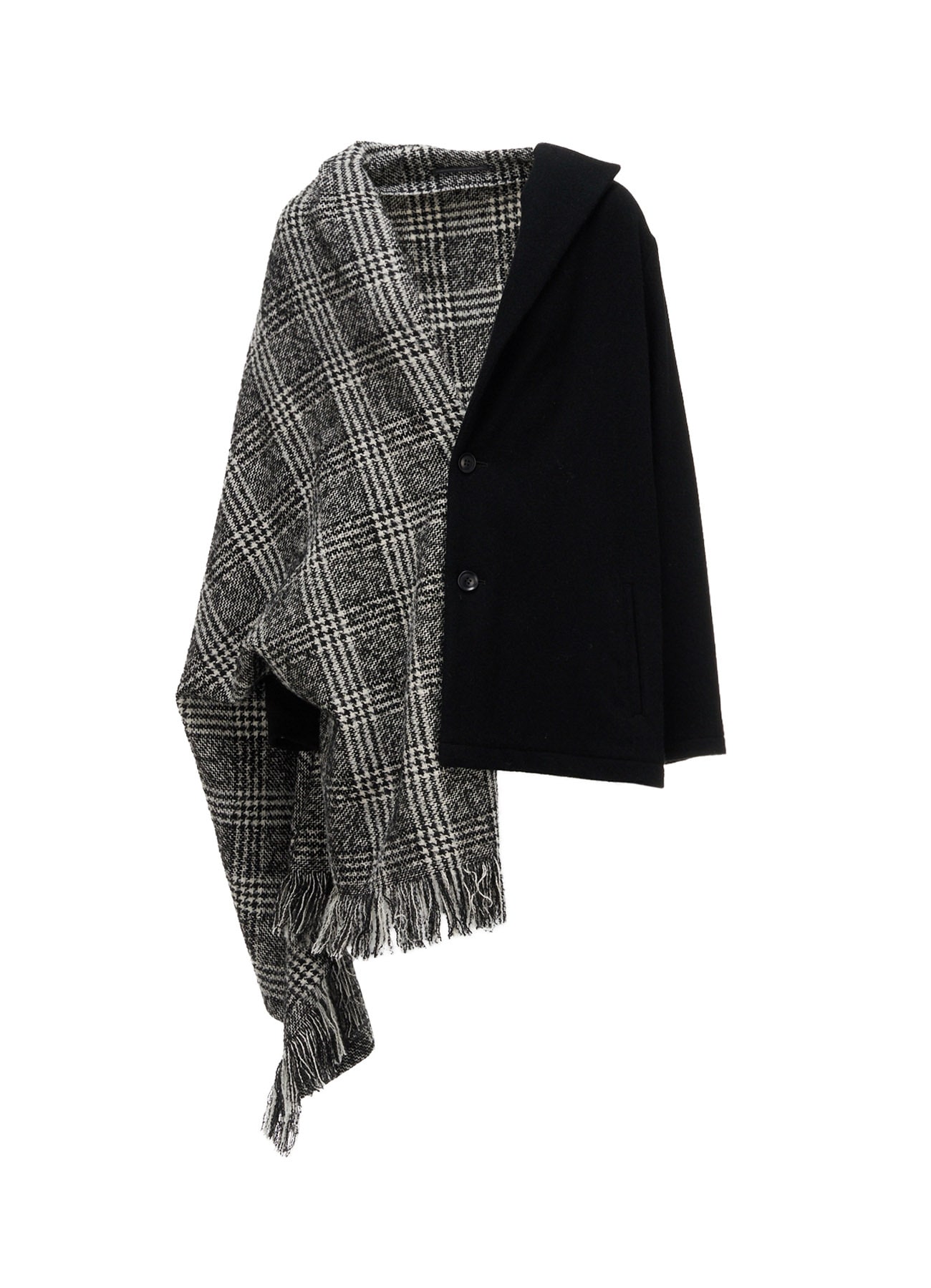TWEED PLAID CAPE JACKET