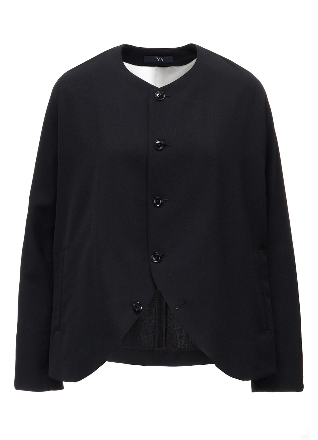 WOOL GABARDINE COLLARLESS JACKET