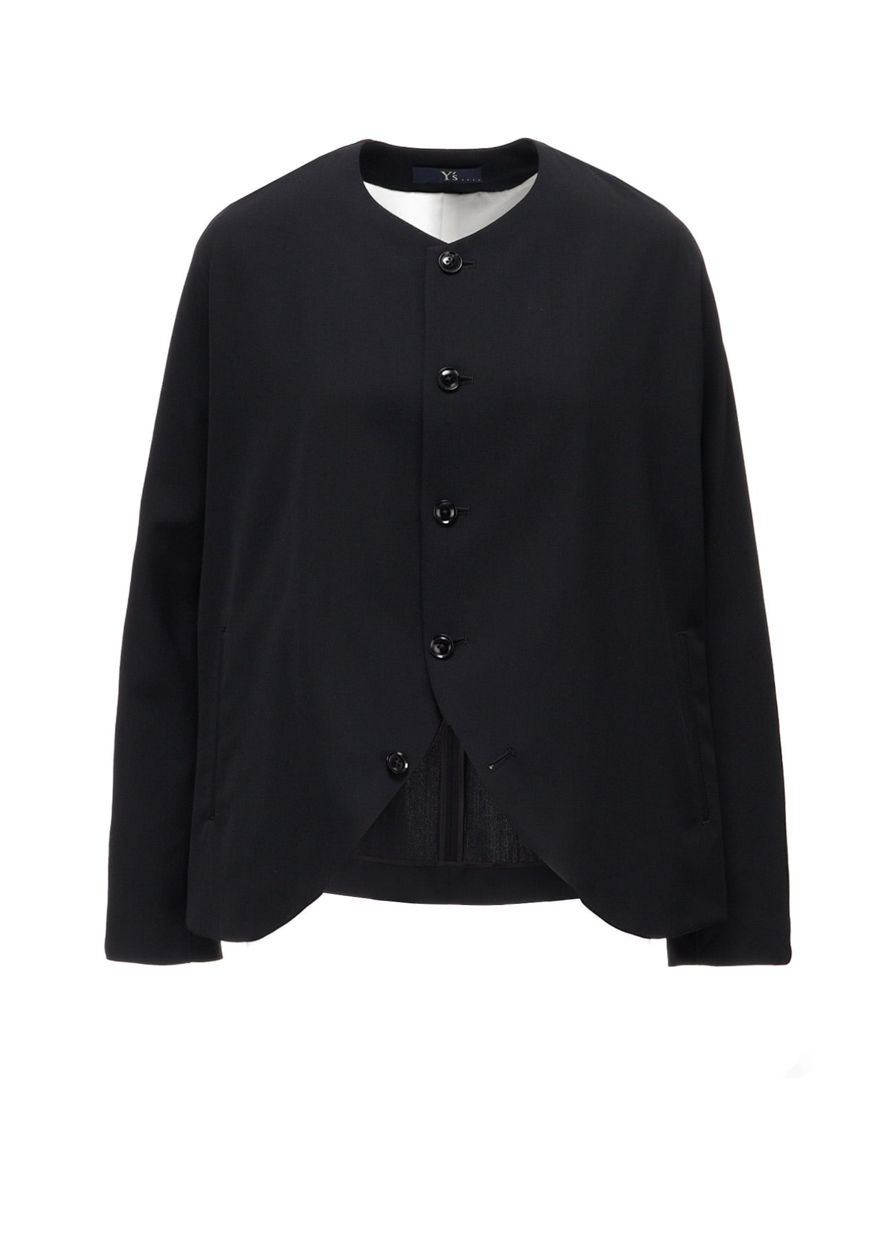 WOOL GABARDINE COLLARLESS JACKET