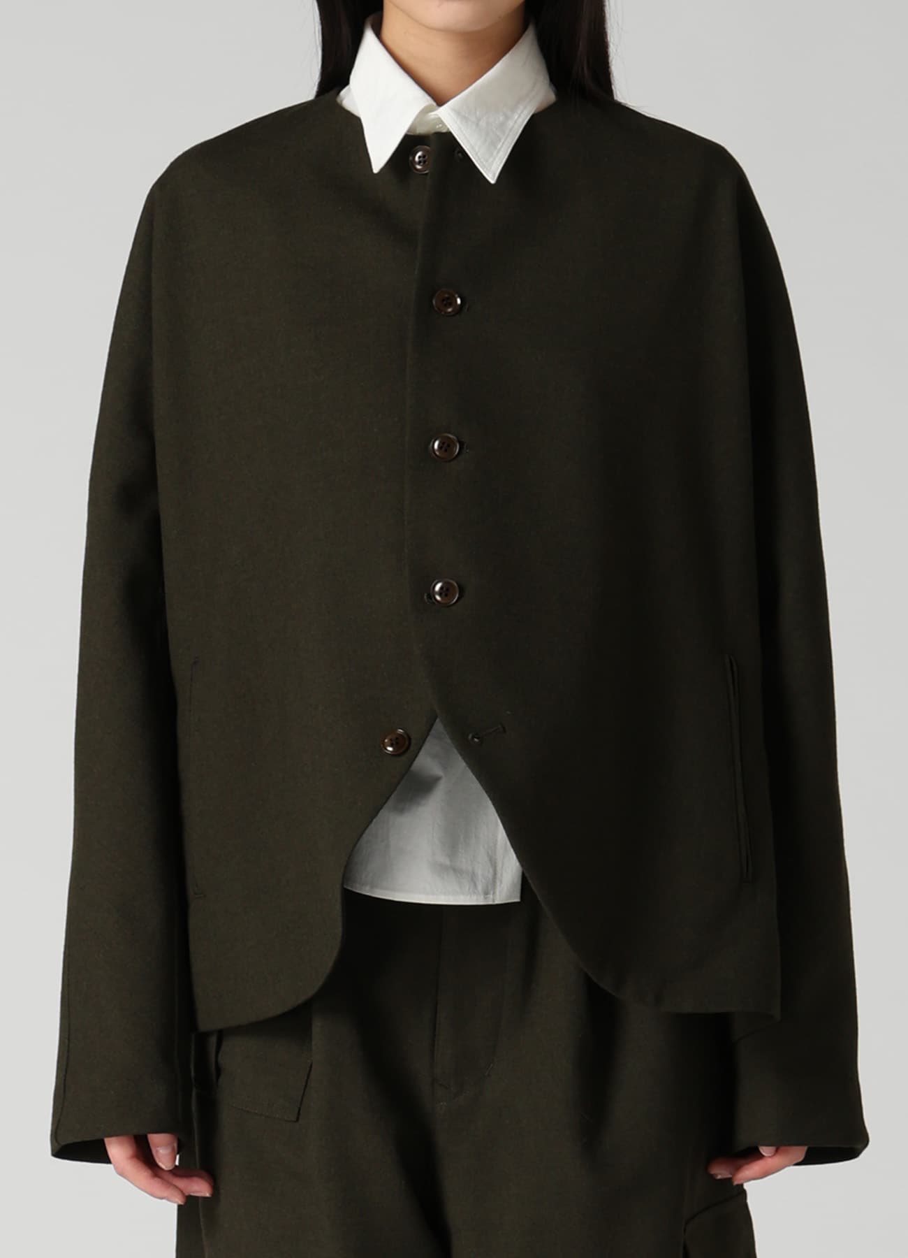 VINTAGE MILITARY SERGE COLLARLESS JACKET