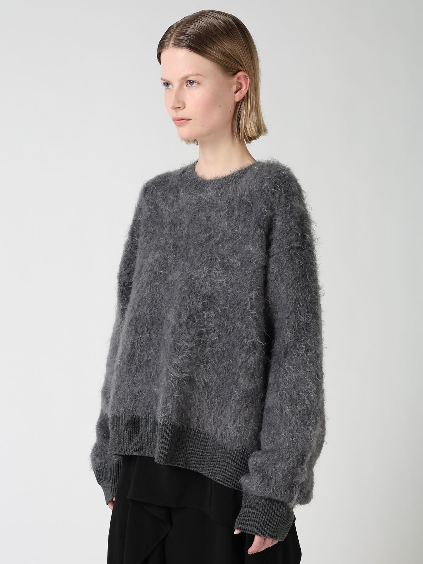 MOHAIR SHAGGY KNIT PULLOVER(S Light Grey): Y's｜THE SHOP YOHJI
