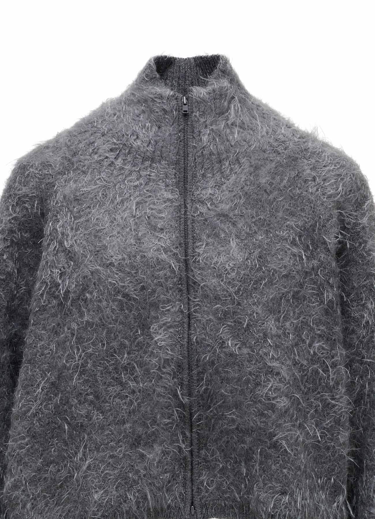 MOHAIR SHAGGY ZIP-UP CARDIGAN