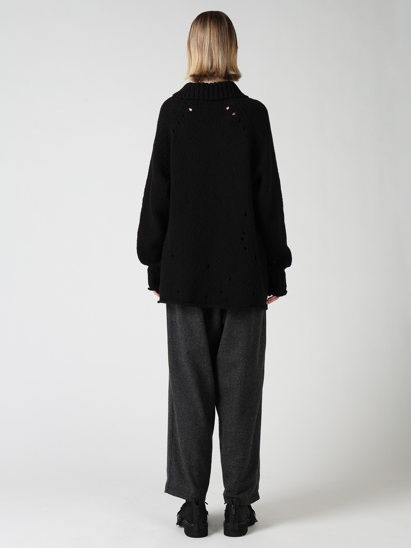 SLUB JERSEY EYELET SKIPPER-COLLAR PULLOVER