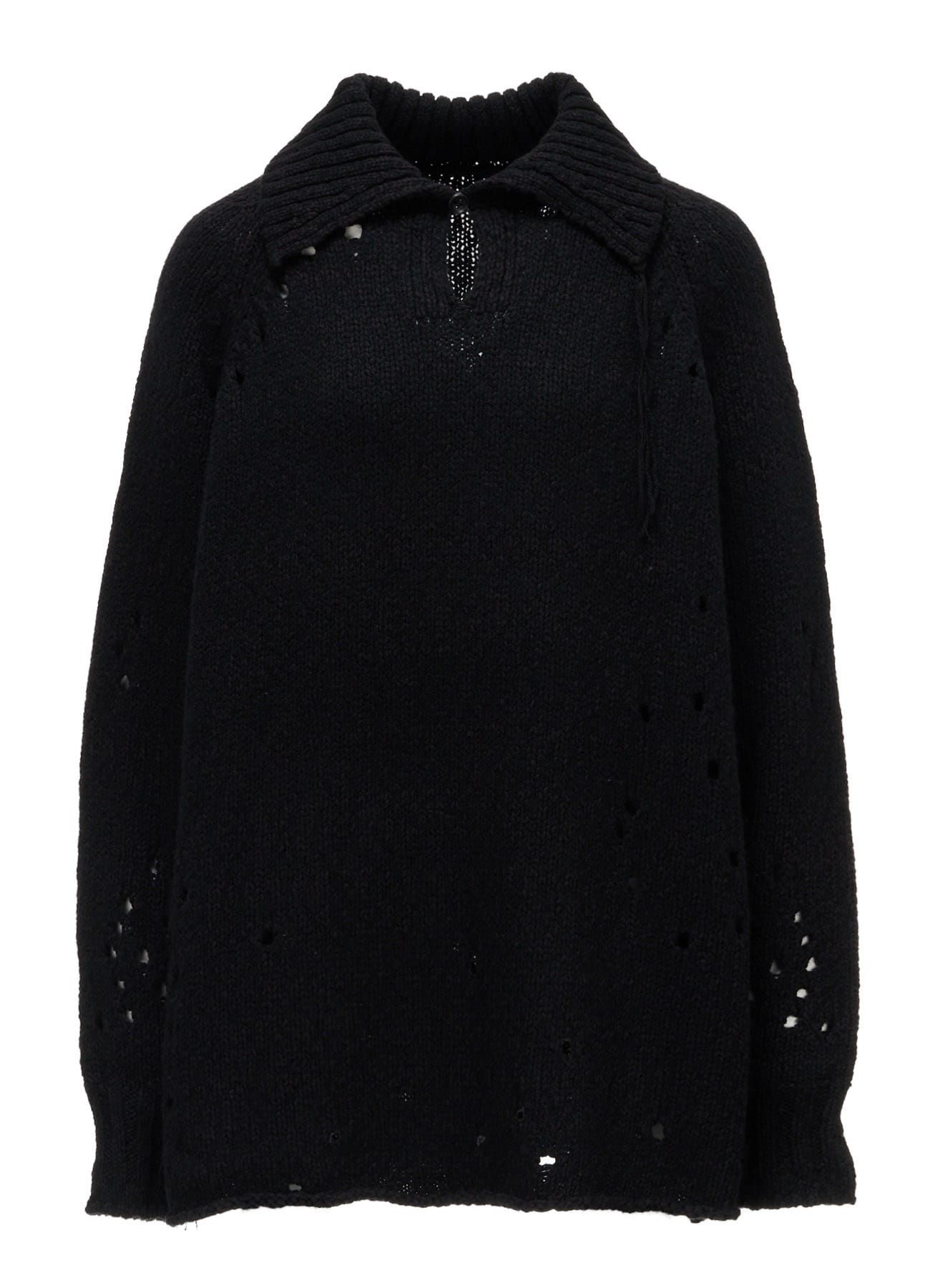 SLUB JERSEY EYELET SKIPPER-COLLAR PULLOVER