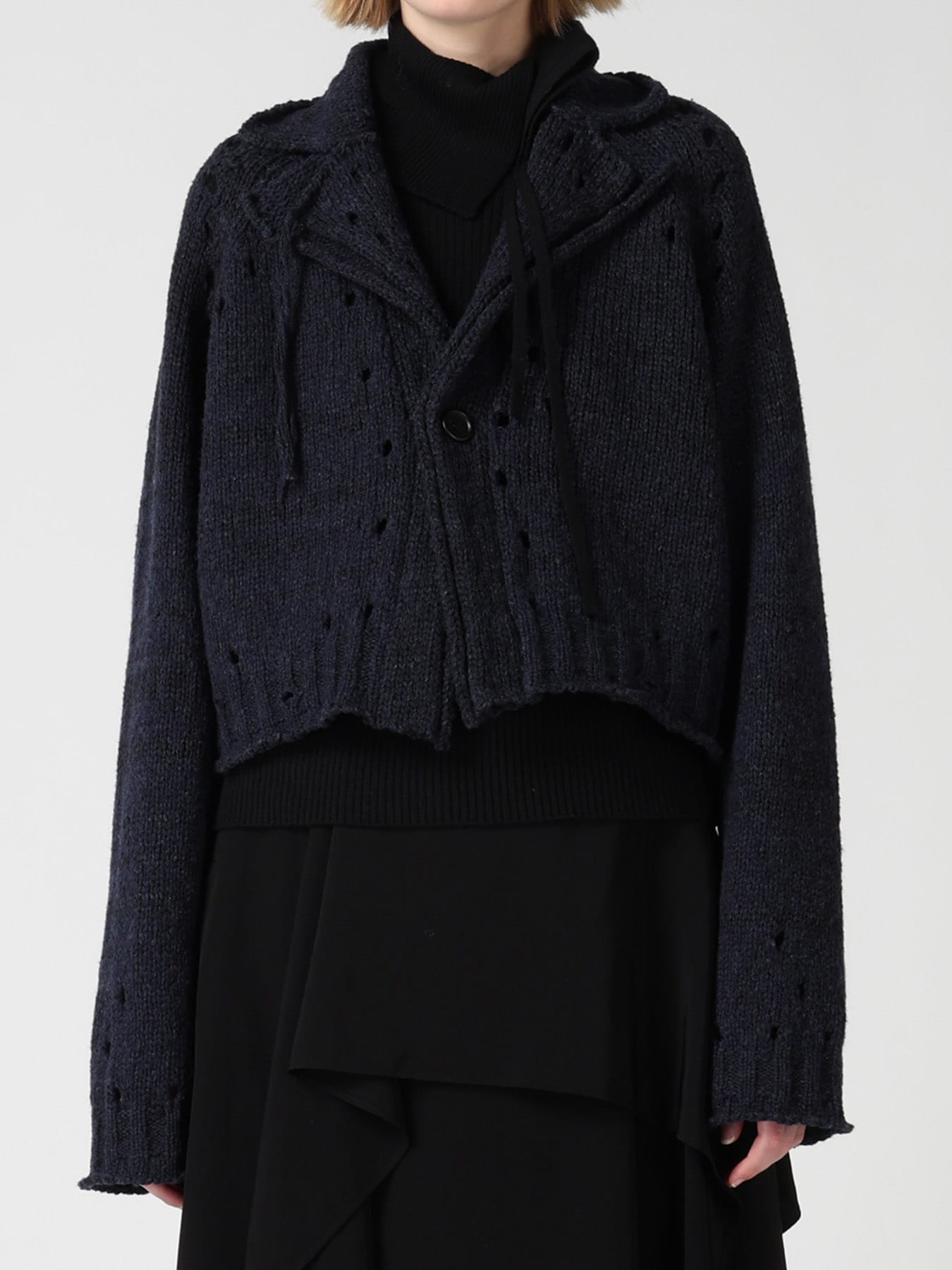 SLUB JERSEY EYELET DOUBLE-COLLAR TAILOR JACKET