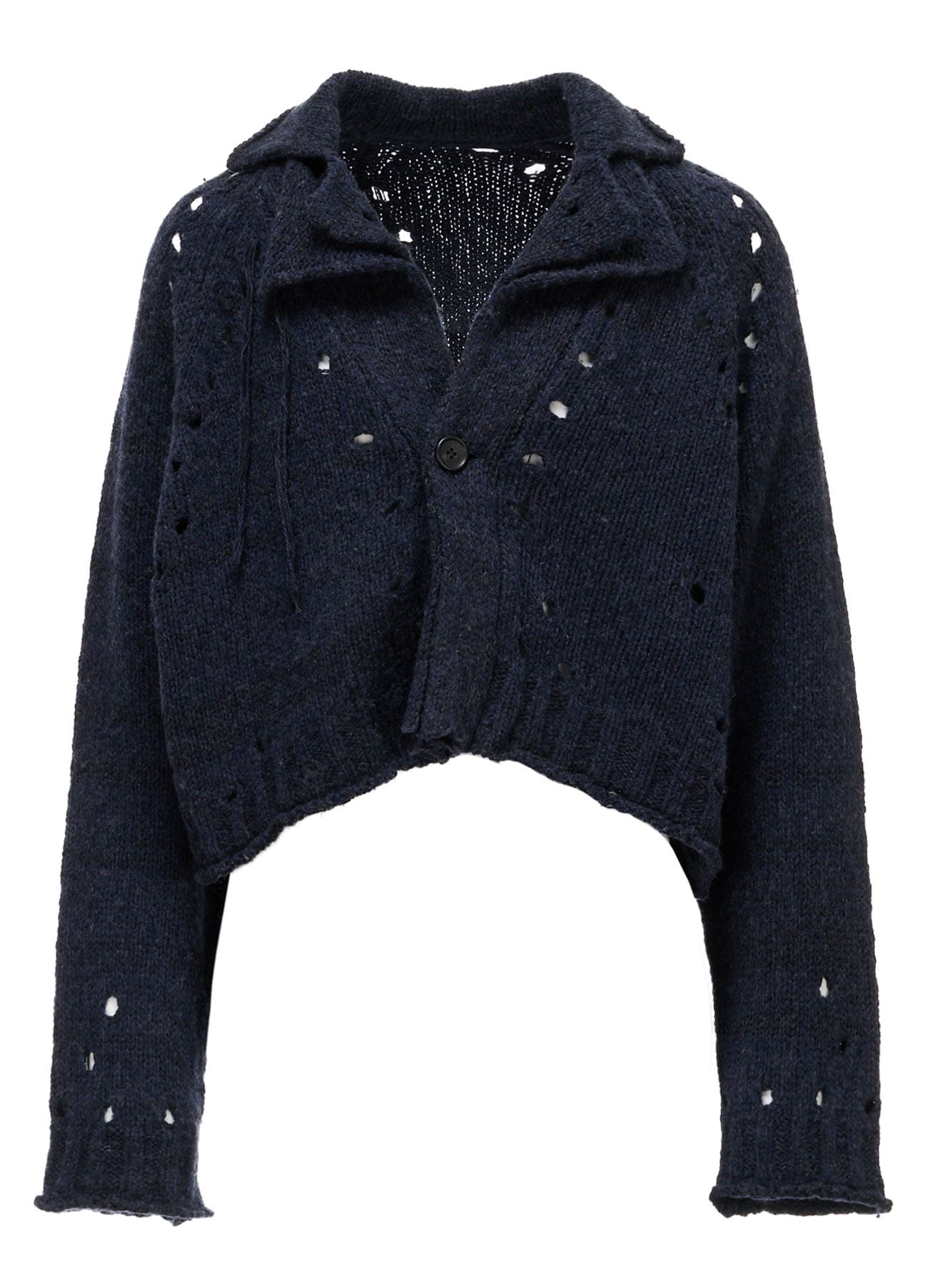 SLUB JERSEY EYELET DOUBLE-COLLAR TAILOR JACKET(S Navy): Y's｜THE