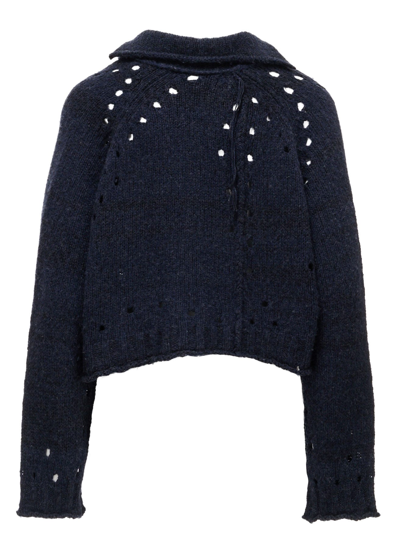 SLUB JERSEY EYELET DOUBLE-COLLAR TAILOR JACKET(S Navy): Y's｜THE