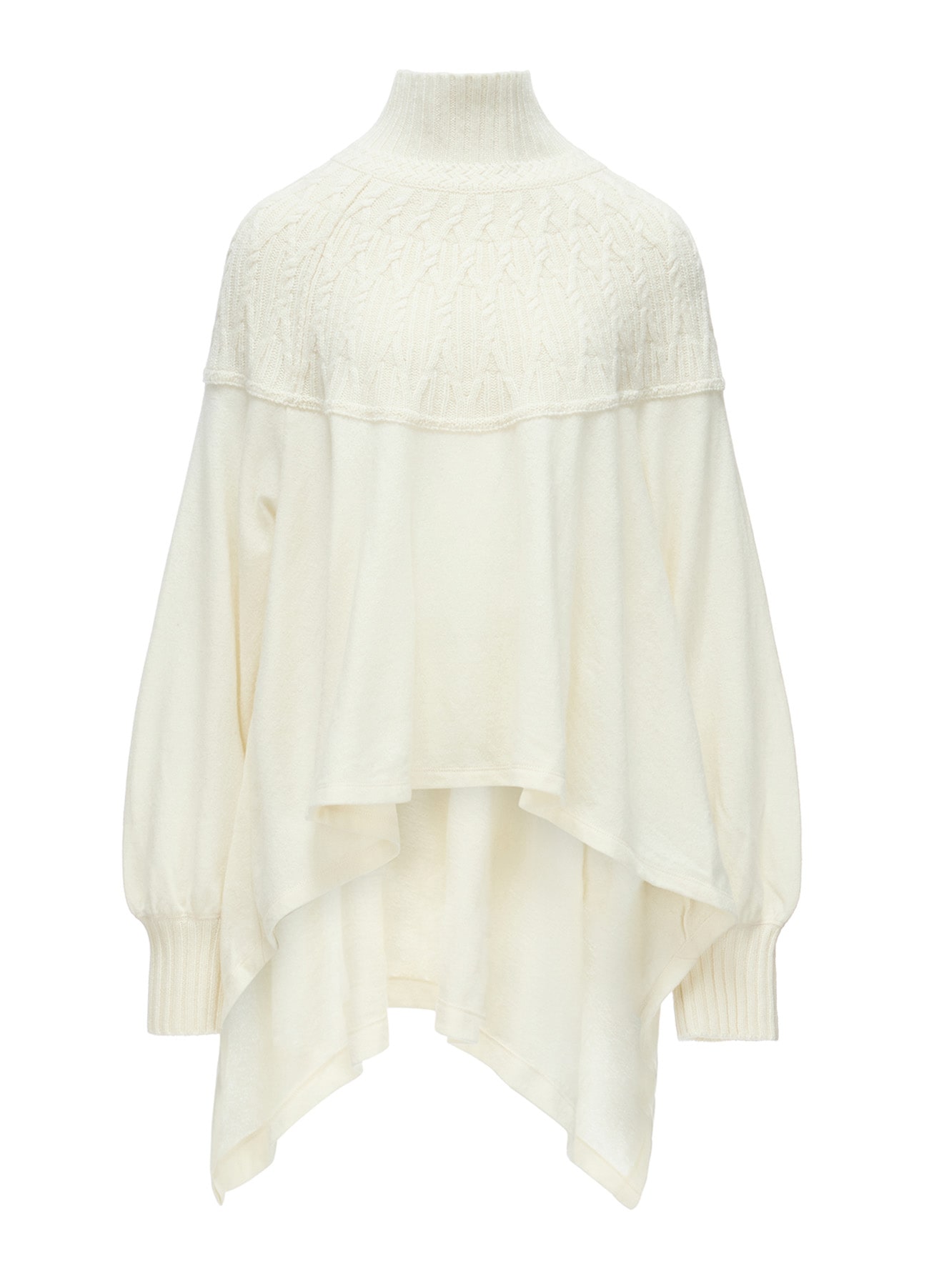 ROUND YOKE HIGH NECK FLARE PULLOVER