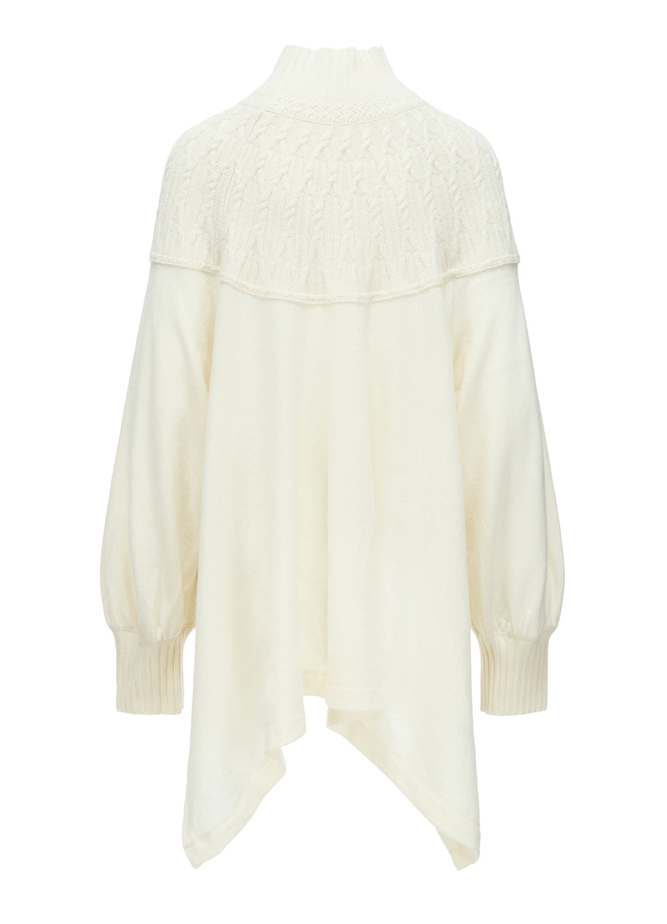ROUND YOKE HIGH NECK FLARE PULLOVER