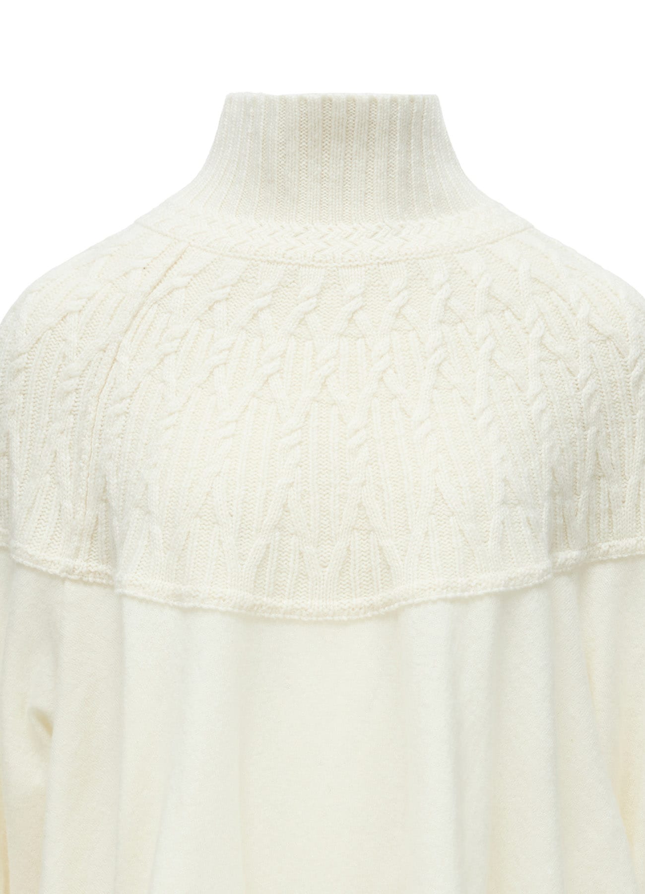 ROUND YOKE HIGH NECK FLARE PULLOVER