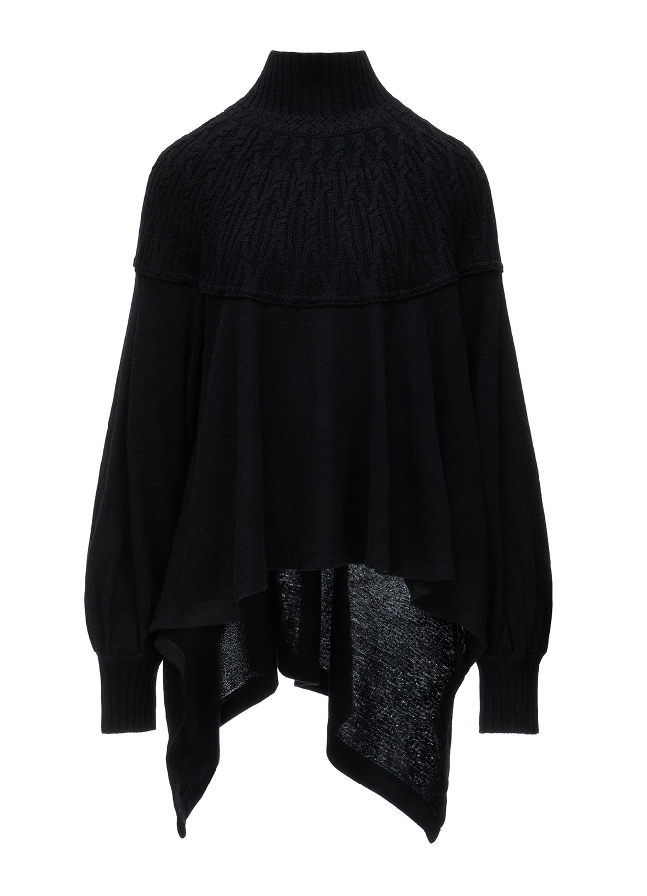 ROUND YOKE HIGH NECK FLARE PULLOVER