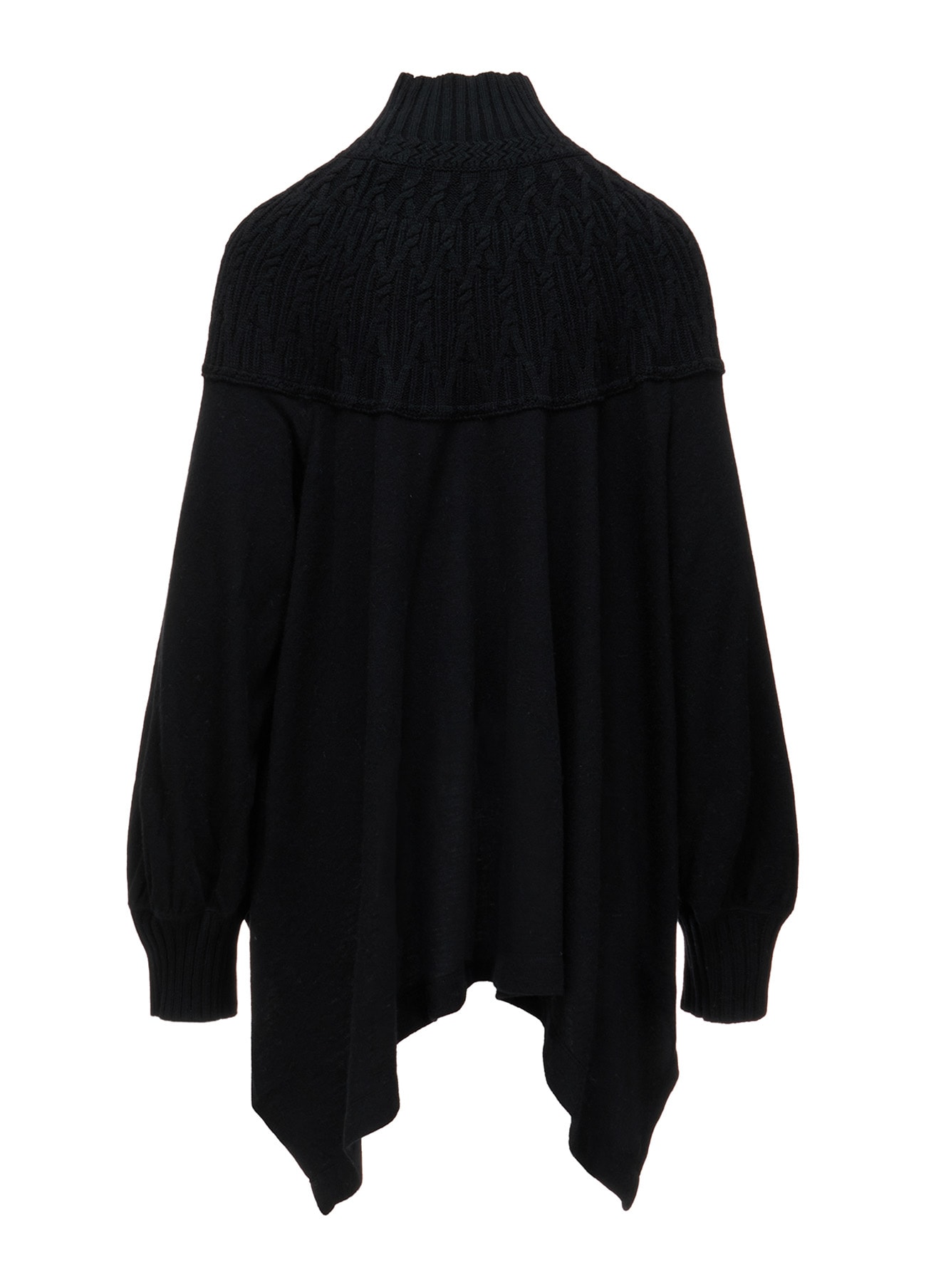ROUND YOKE HIGH NECK FLARE PULLOVER