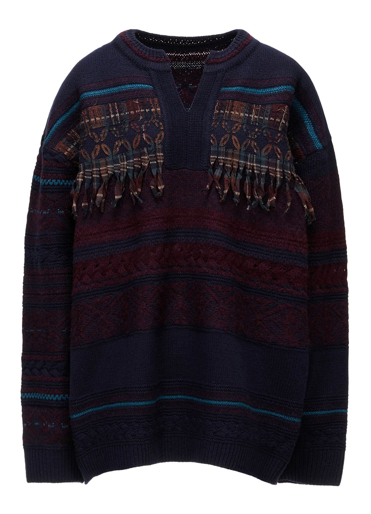 TYROLEAN JACQUARD HENLEY NECK PULLOVER