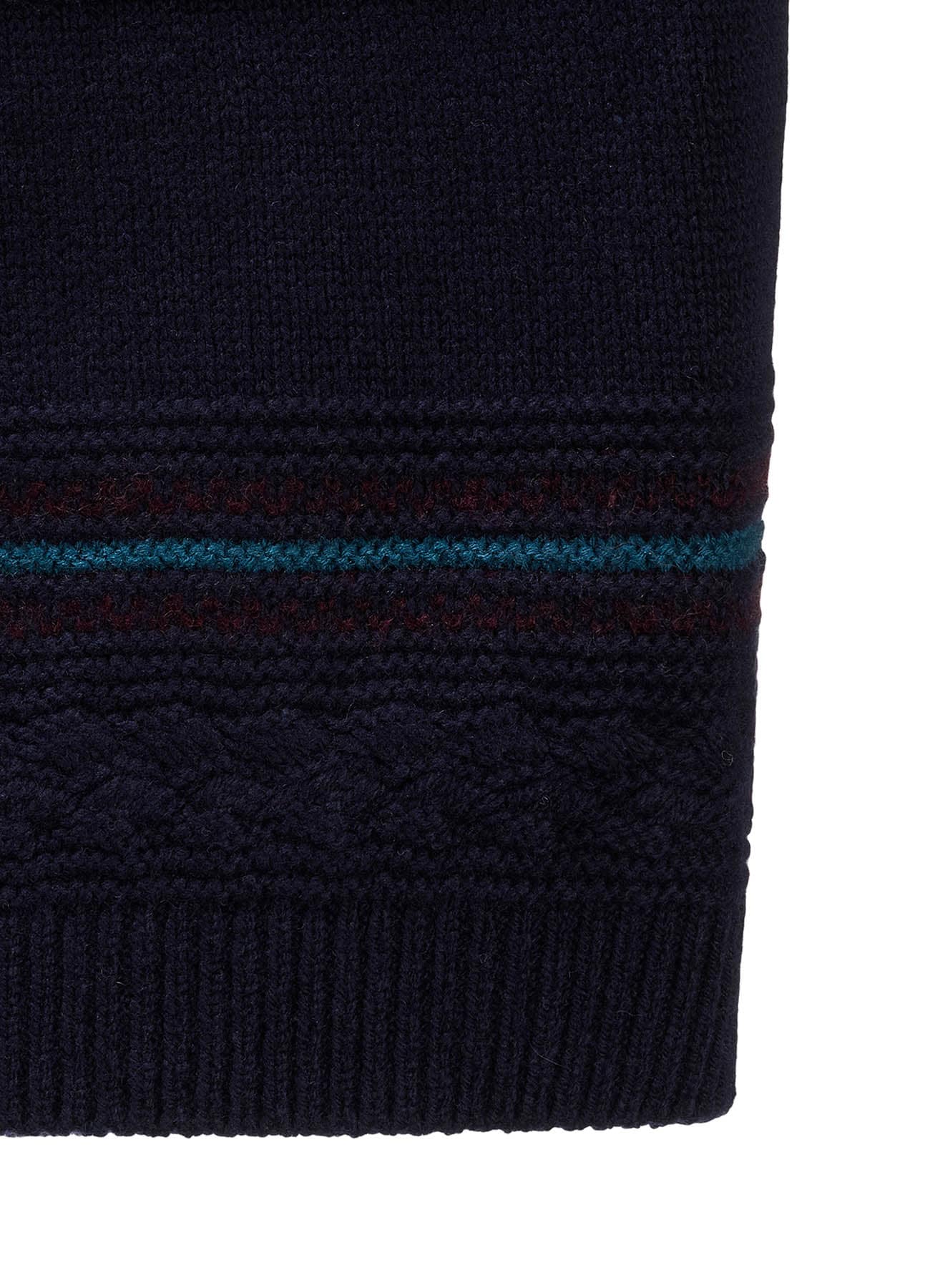 TYROLEAN JACQUARD HENLEY NECK PULLOVER