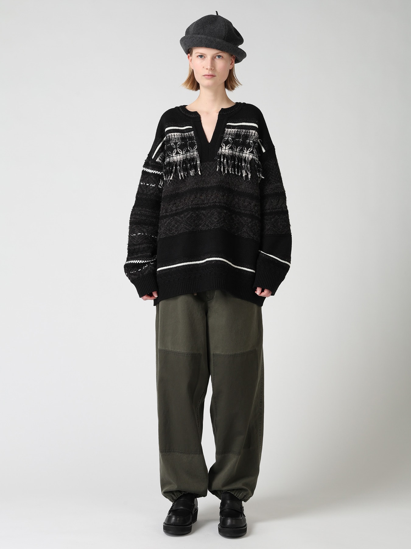 TYROLEAN JACQUARD HENLEY NECK PULLOVER