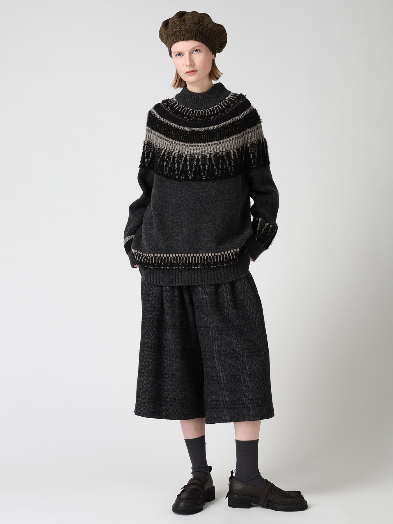 MULTI-MATERIAL NORDIC PULLOVER