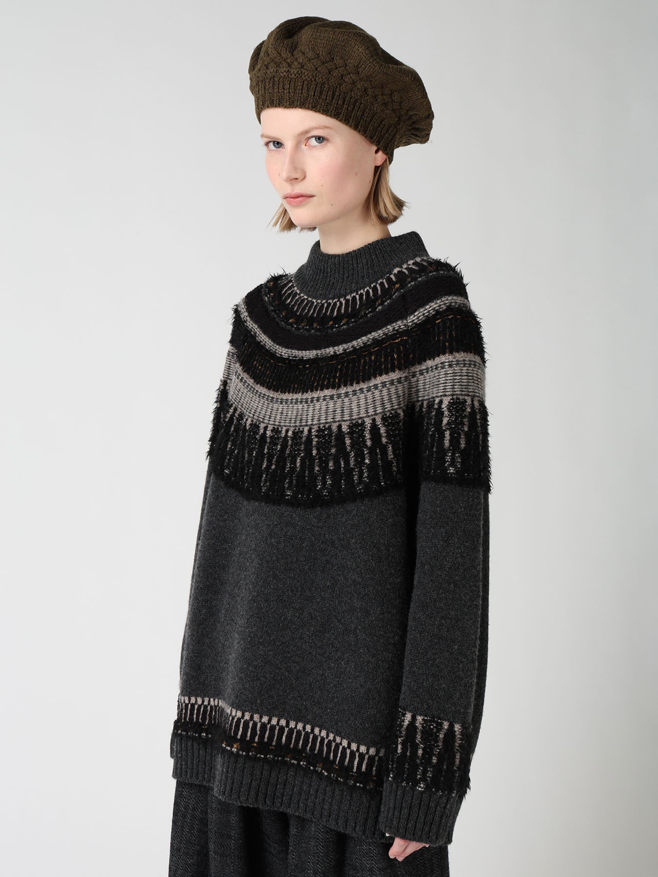 MULTI-MATERIAL NORDIC PULLOVER
