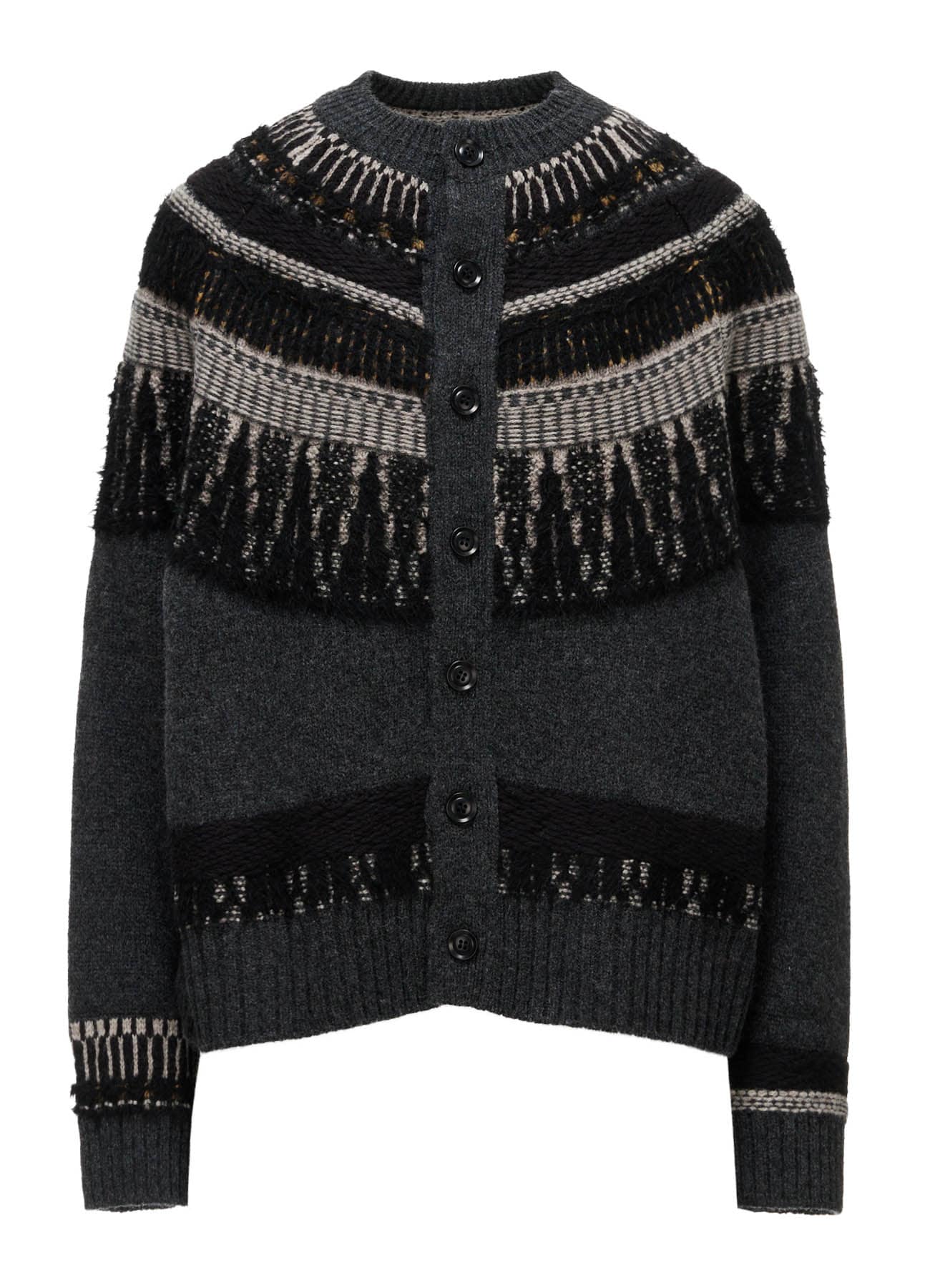 MULTI-MATERIAL NORDIC CARDIGAN