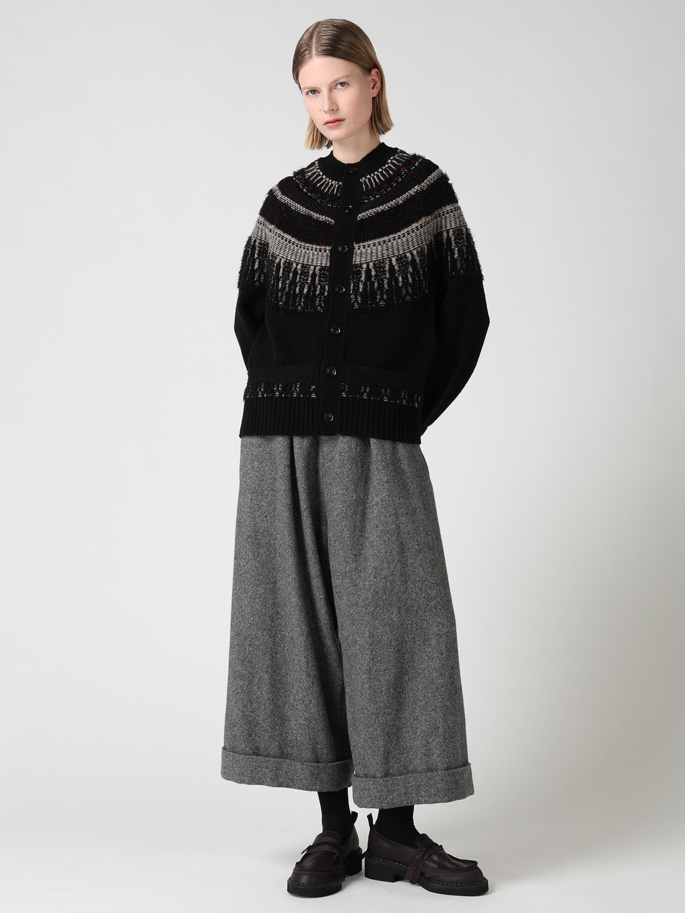 MULTI-MATERIAL NORDIC CARDIGAN