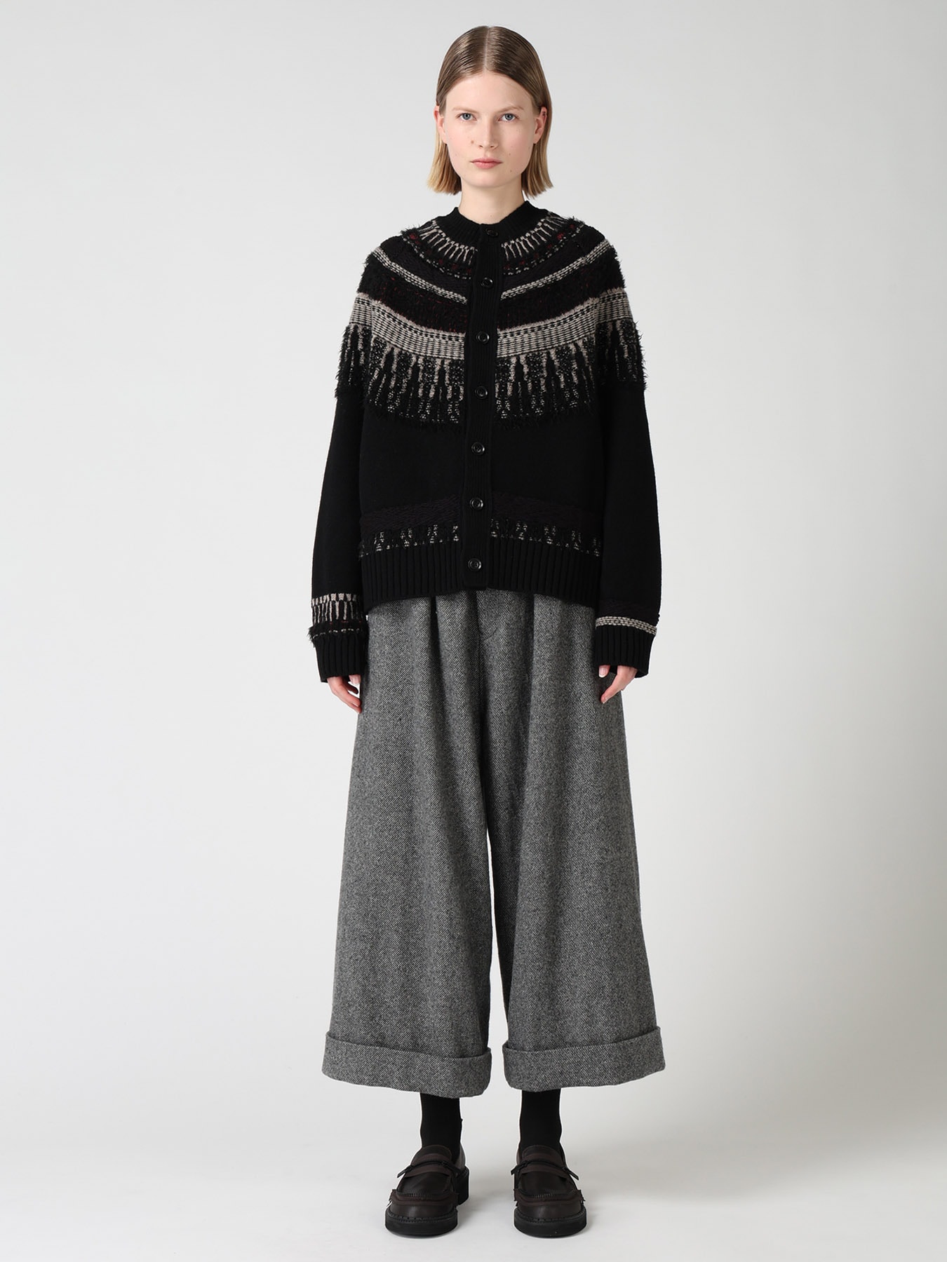 MULTI-MATERIAL NORDIC CARDIGAN