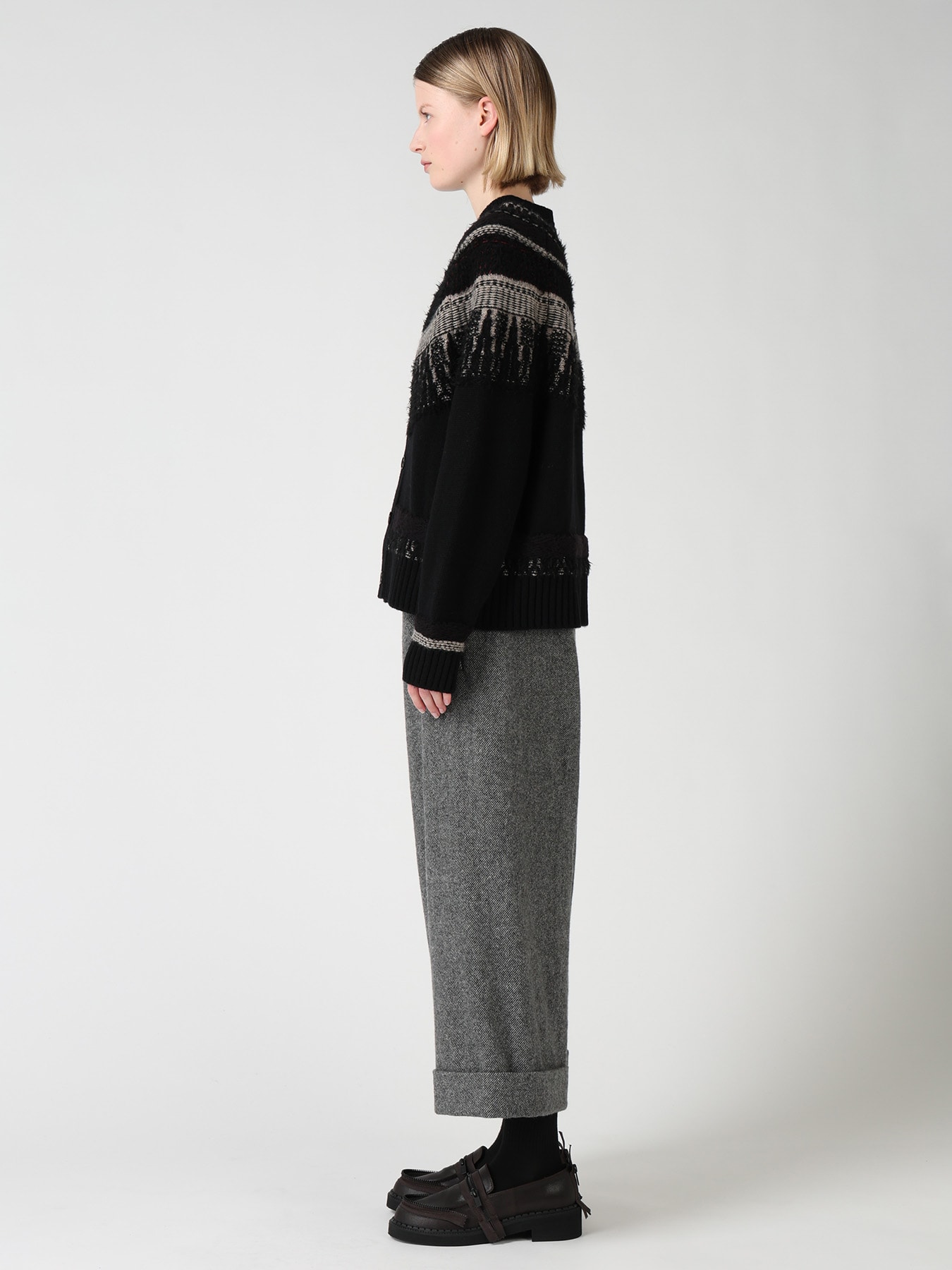 MULTI-MATERIAL NORDIC CARDIGAN